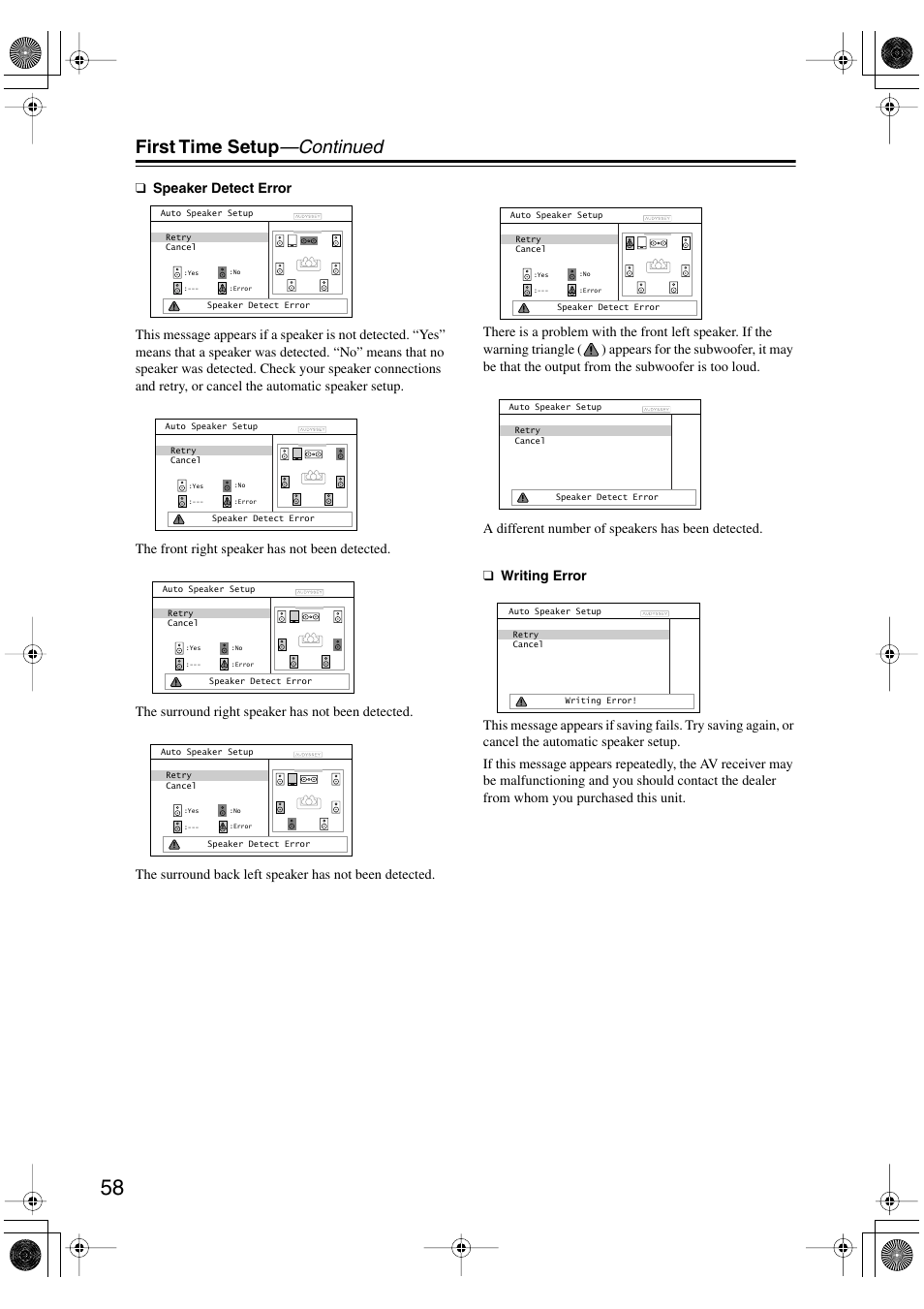 First time setup —continued | Integra DTR-8.8 User Manual | Page 58 / 144