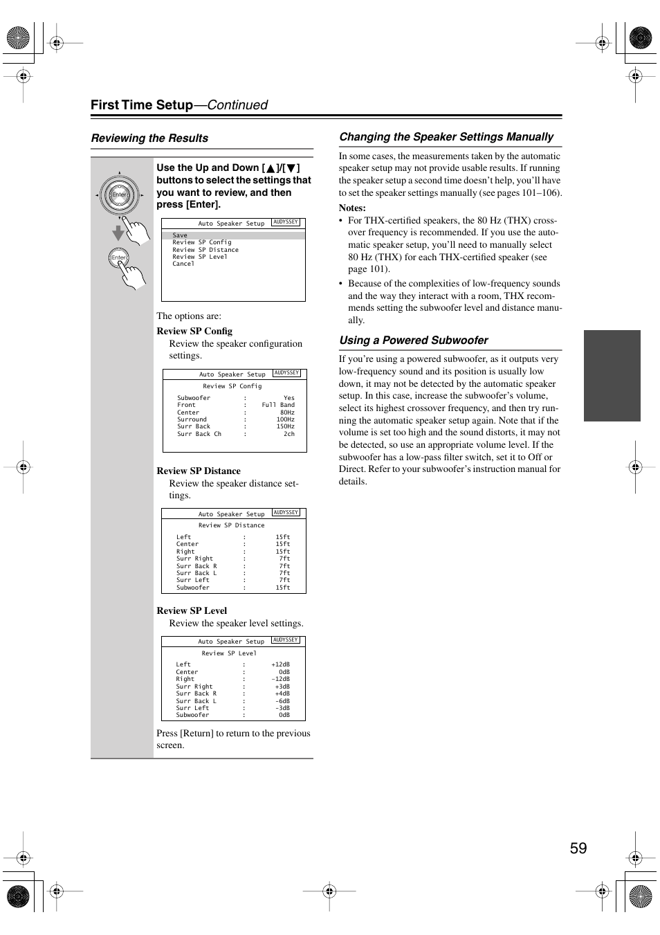 First time setup —continued | Integra DTR-8.8 User Manual | Page 59 / 144