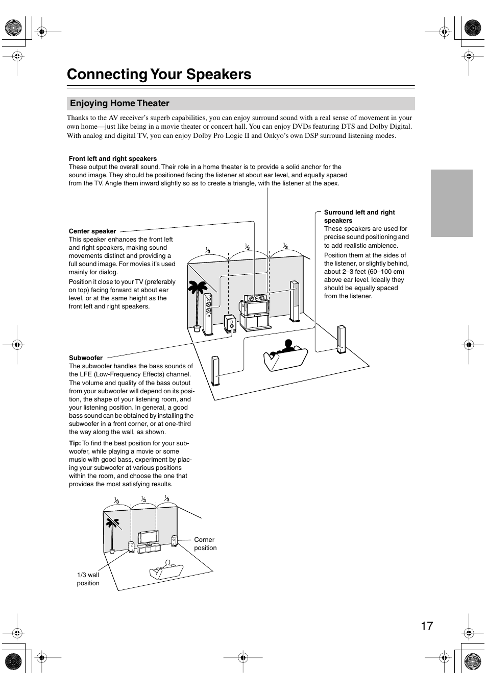 Connecting your speakers | Integra DTR-4.6 User Manual | Page 17 / 80