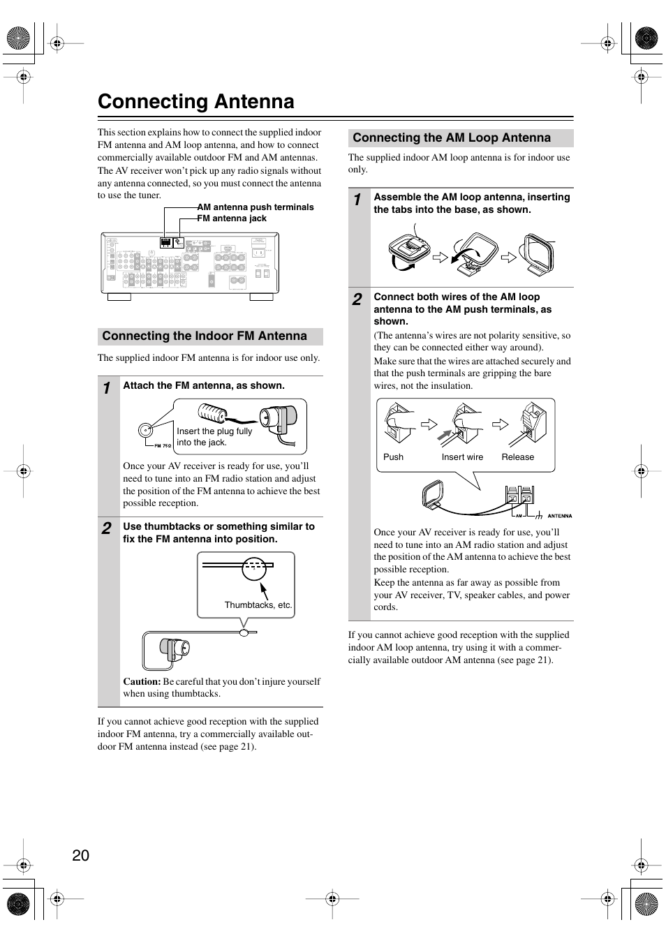 Connecting antenna | Integra DTR-4.6 User Manual | Page 20 / 80