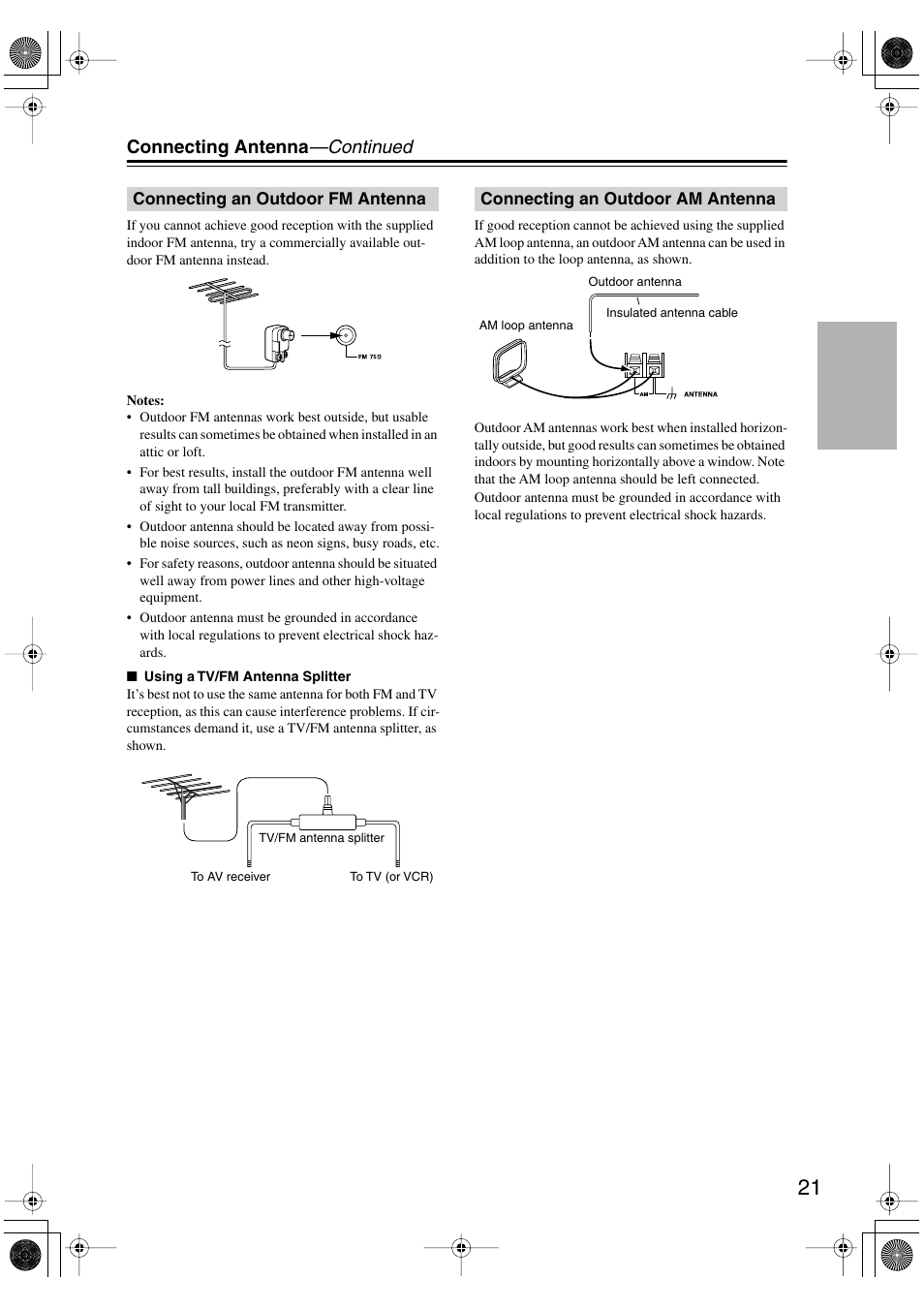 Connecting antenna —continued | Integra DTR-4.6 User Manual | Page 21 / 80