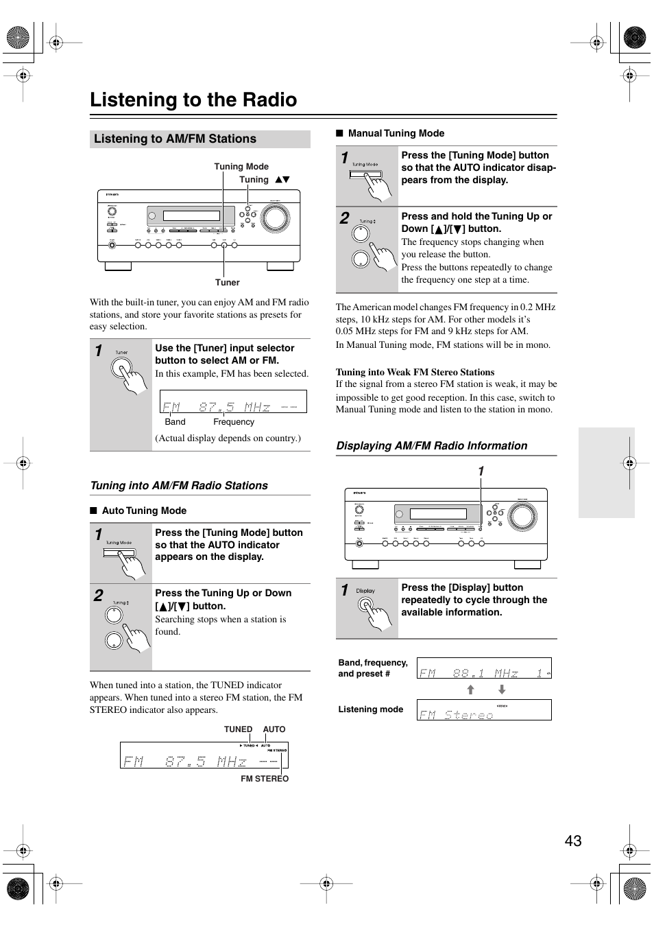 Listening to the radio | Integra DTR-4.6 User Manual | Page 43 / 80