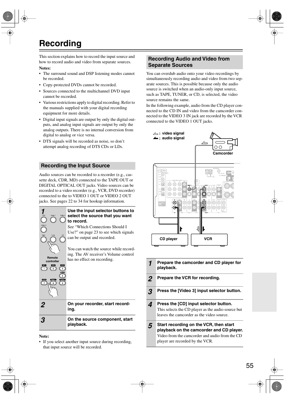 Recording | Integra DTR-4.6 User Manual | Page 55 / 80