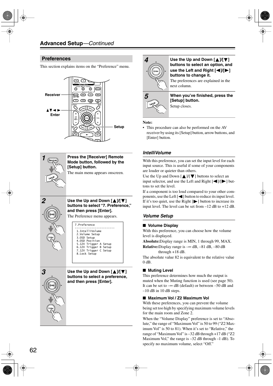 Advanced setup —continued | Integra DTR-4.6 User Manual | Page 62 / 80
