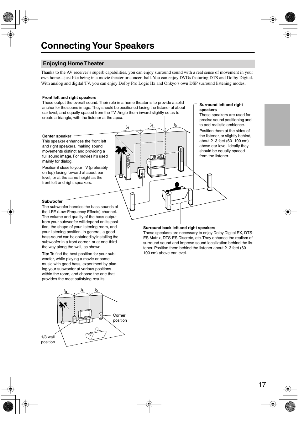 Connecting your speakers | Integra DTR-5.6 User Manual | Page 17 / 88