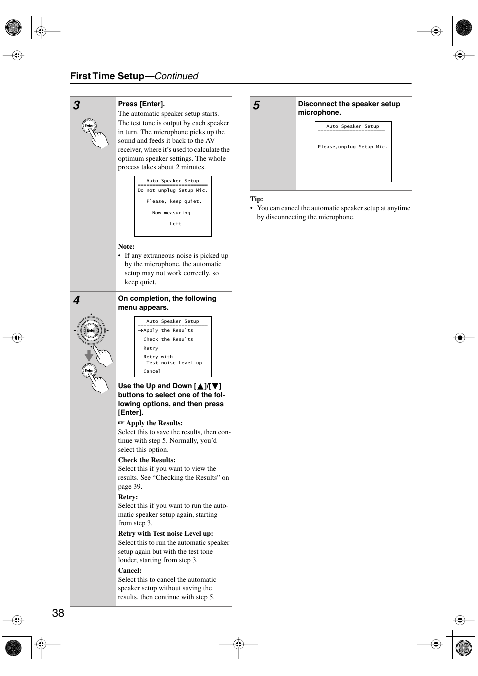 First time setup —continued | Integra DTR-5.6 User Manual | Page 38 / 88