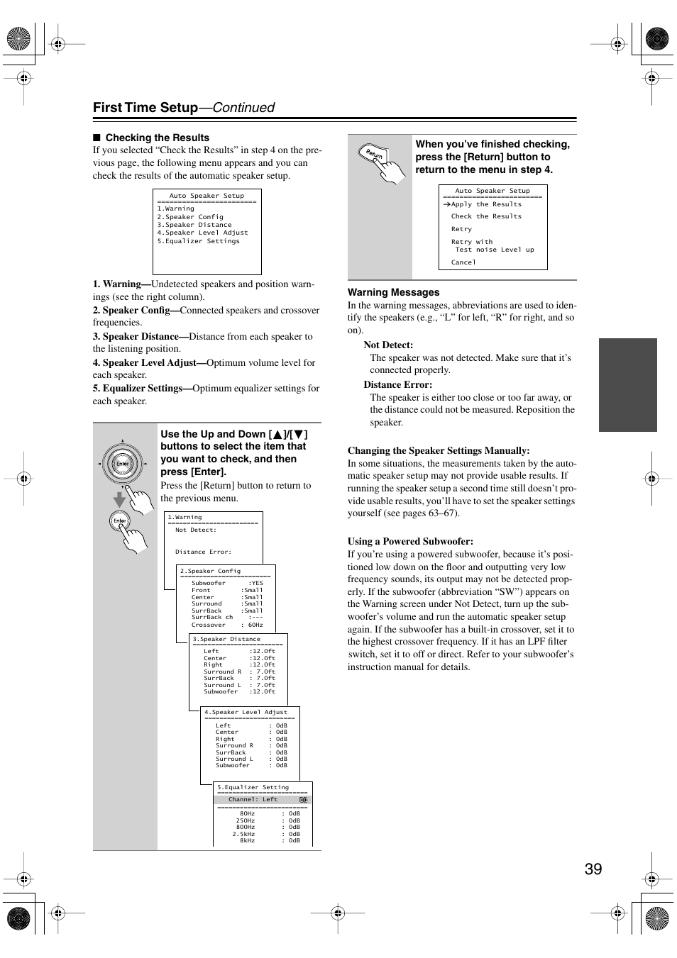 First time setup —continued | Integra DTR-5.6 User Manual | Page 39 / 88