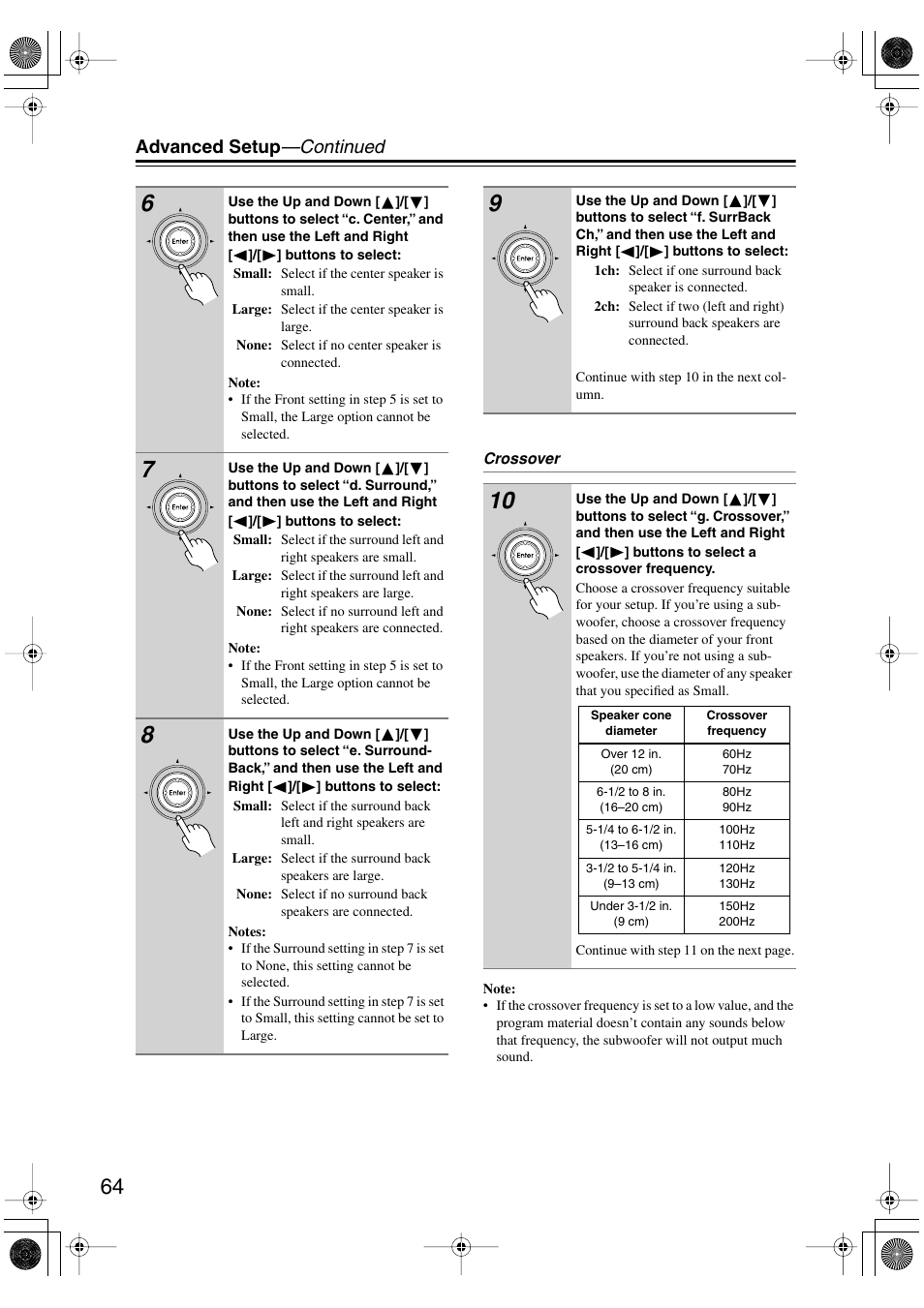 Advanced setup —continued | Integra DTR-5.6 User Manual | Page 64 / 88