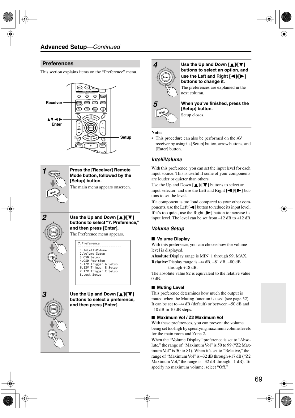 Advanced setup —continued | Integra DTR-5.6 User Manual | Page 69 / 88