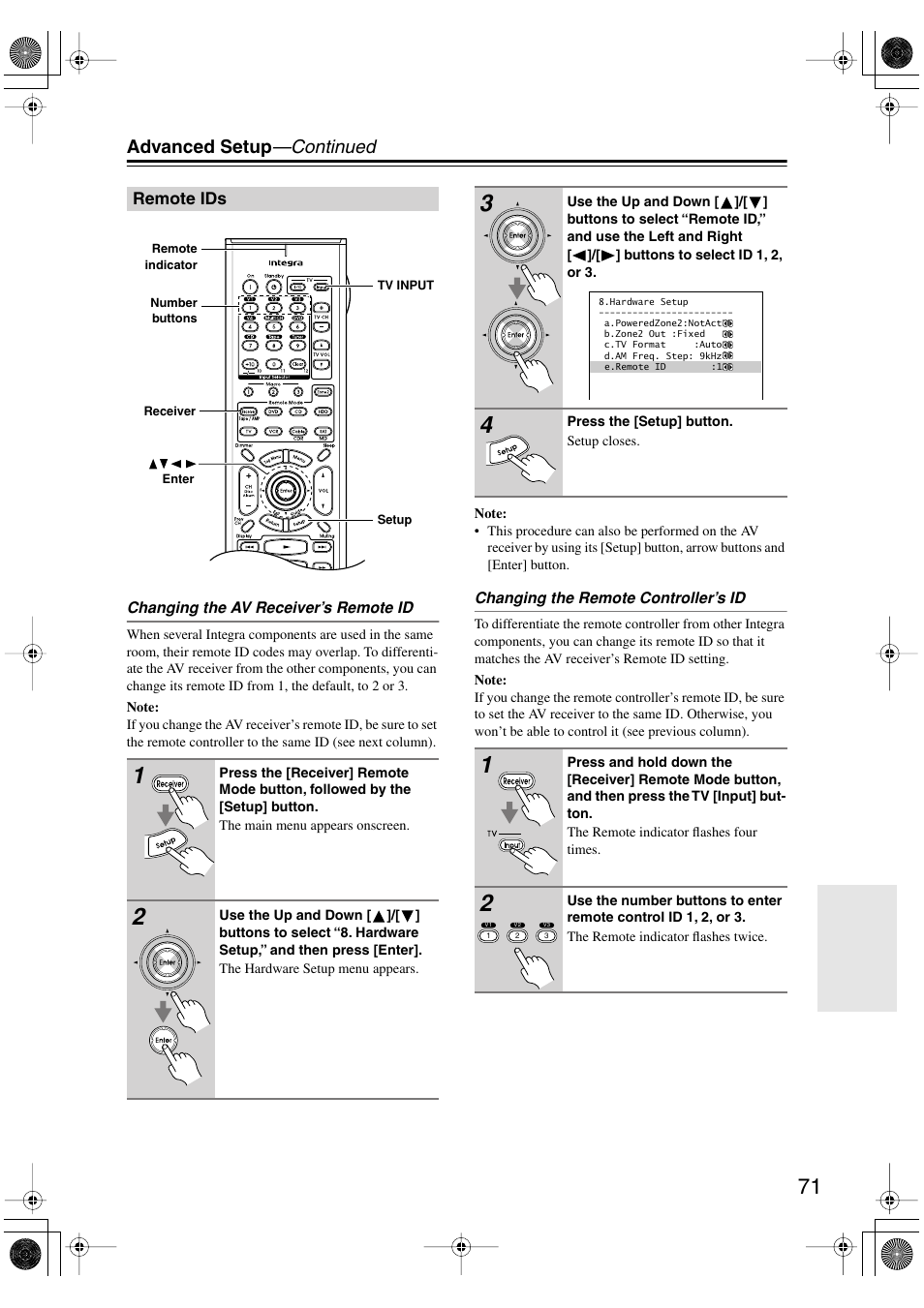 Advanced setup —continued | Integra DTR-5.6 User Manual | Page 71 / 88