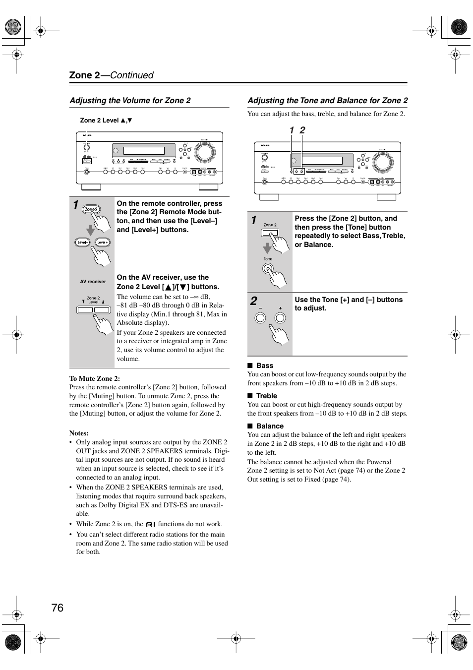 Zone 2 —continued | Integra DTR-5.6 User Manual | Page 76 / 88