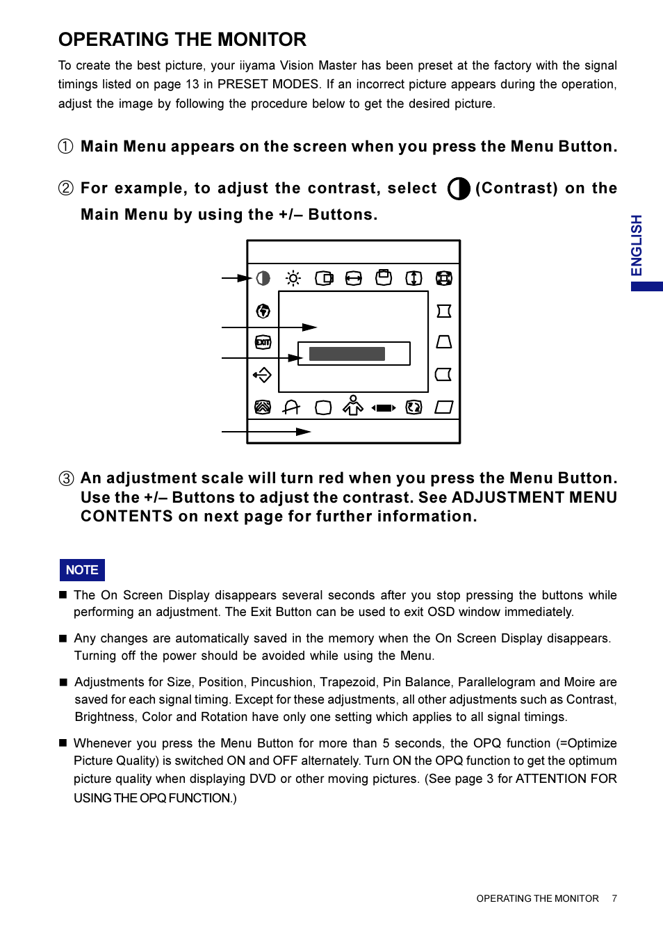 Operating the monitor | Iiyama LM704UT User Manual | Page 11 / 93