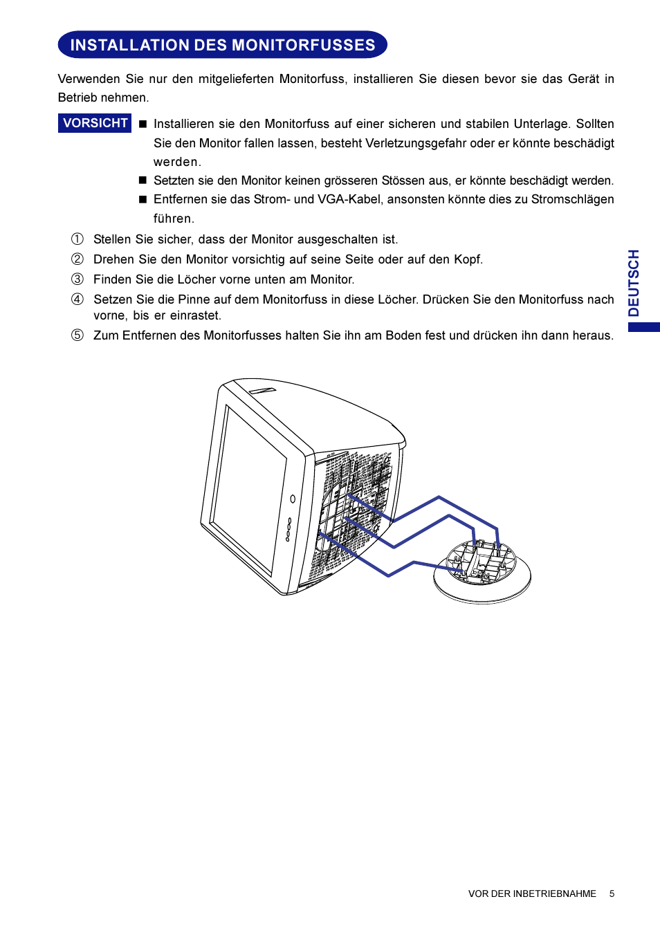 Installation des monitorfusses | Iiyama LM704UT User Manual | Page 24 / 93