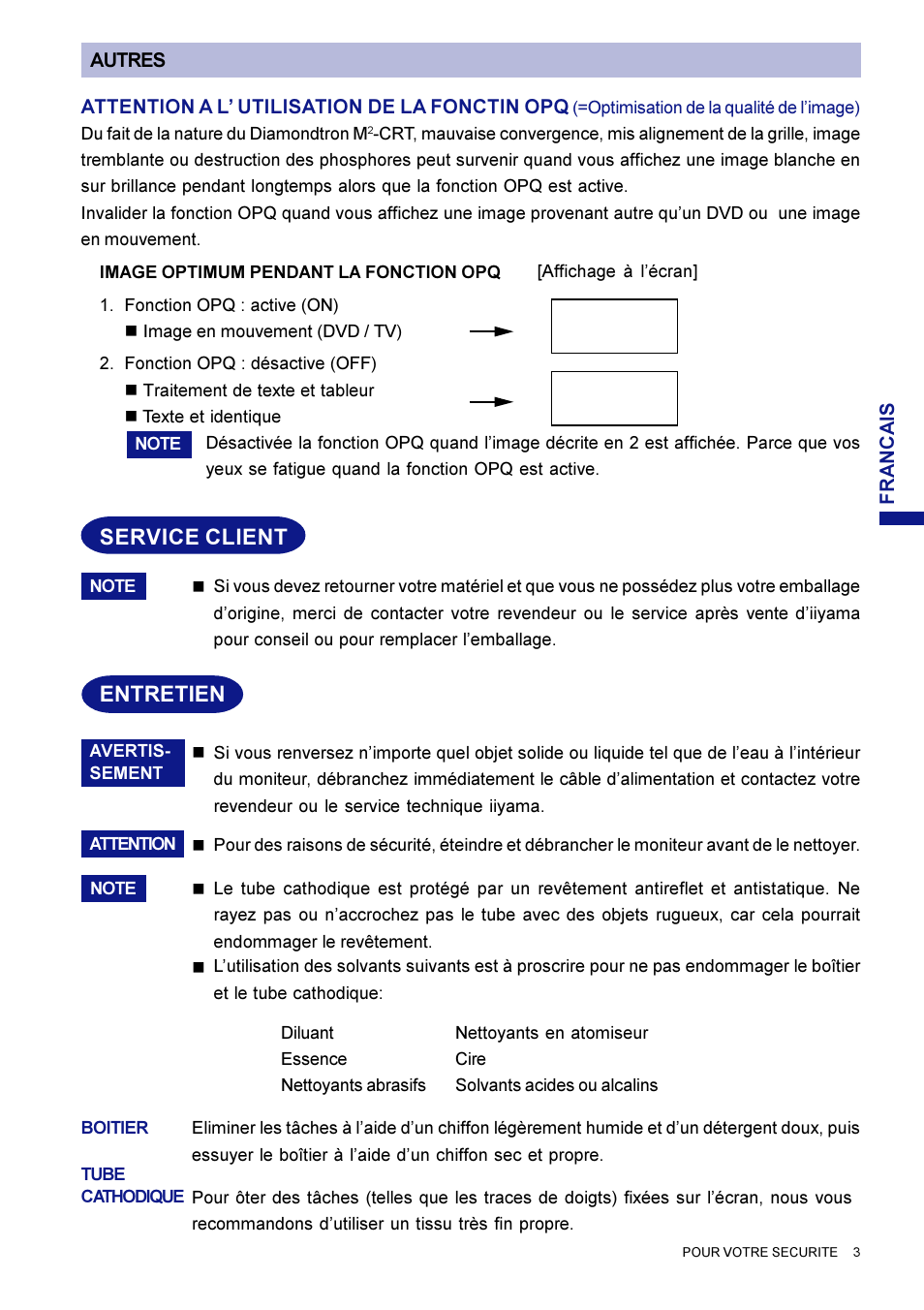 Service client, Entretien | Iiyama LM704UT User Manual | Page 37 / 93
