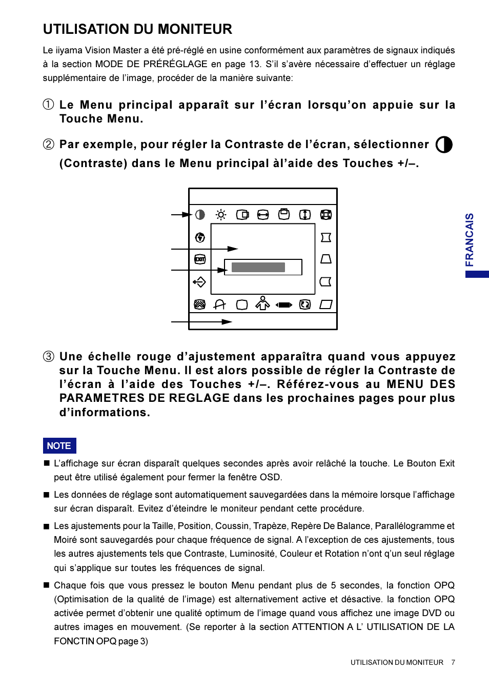Utilisation du moniteur | Iiyama LM704UT User Manual | Page 41 / 93