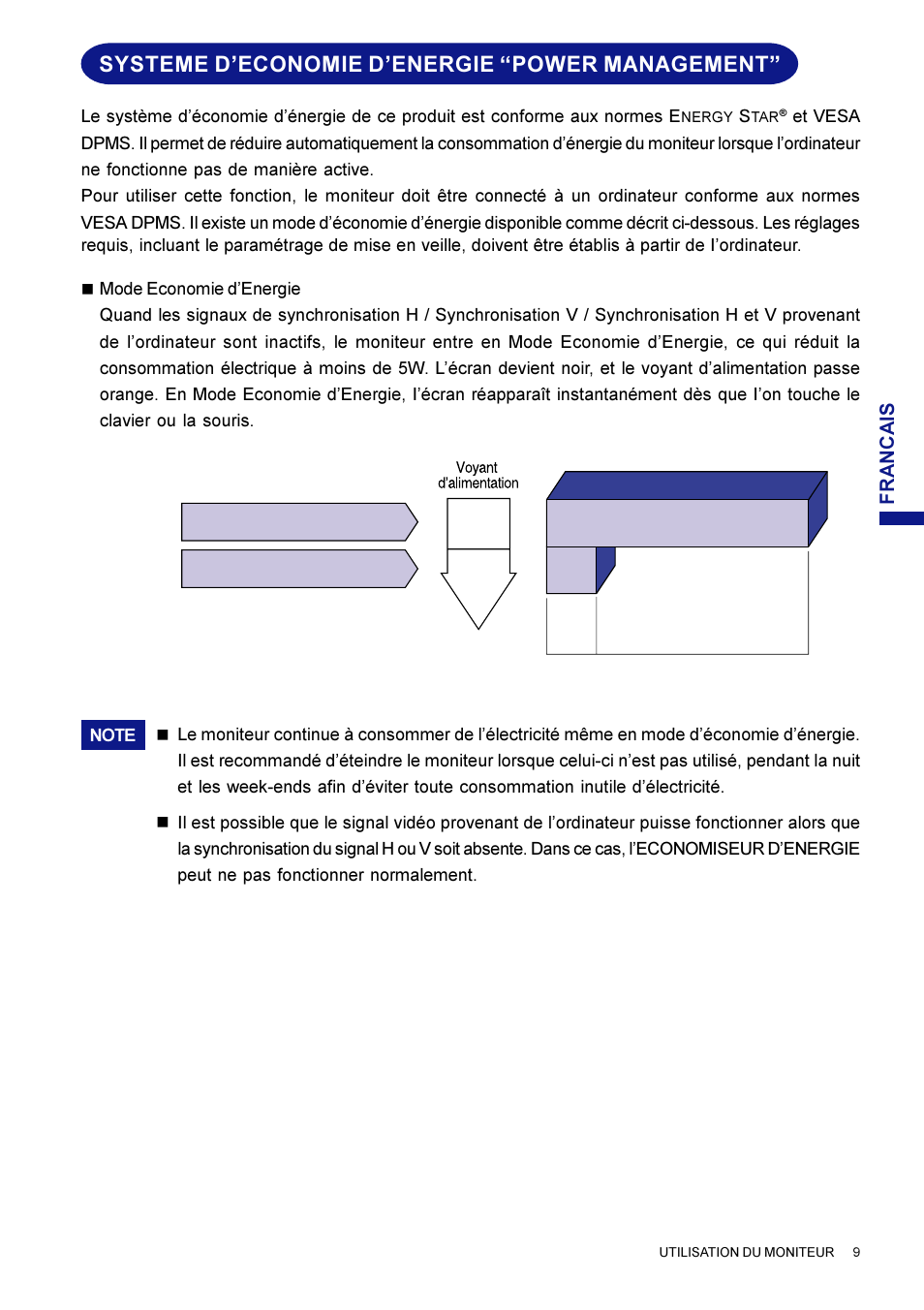 Systeme d’economie d’energie “power management | Iiyama LM704UT User Manual | Page 43 / 93