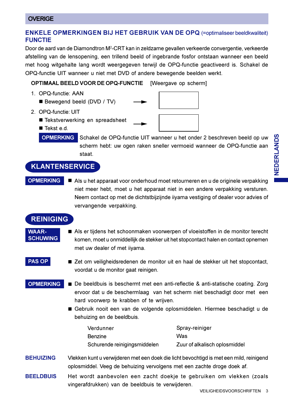Klantenservice, Reiniging | Iiyama LM704UT User Manual | Page 52 / 93