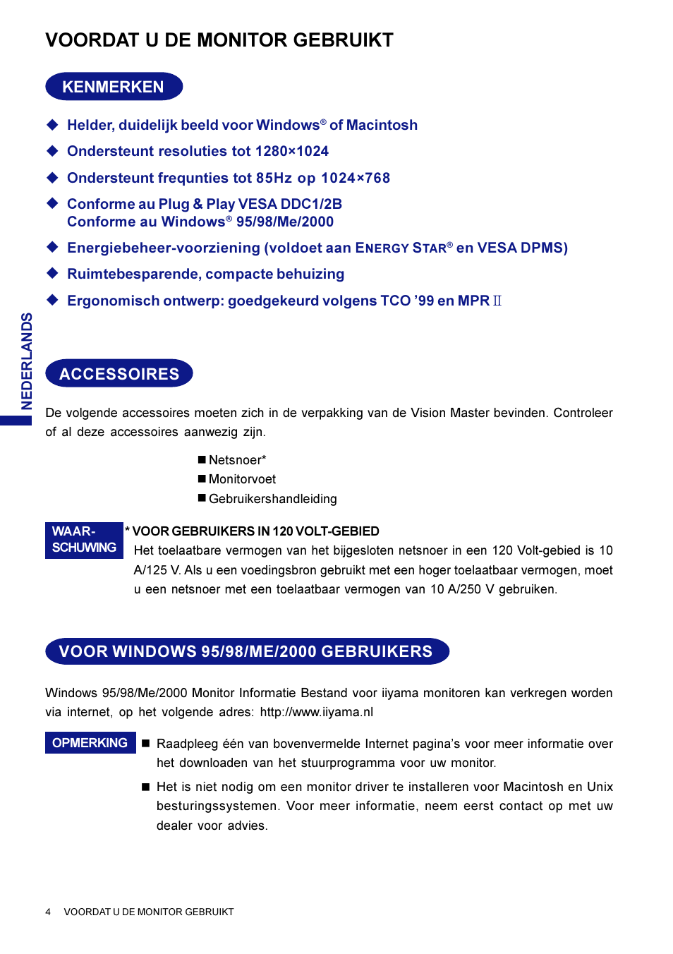 Voordat u de monitor gebruikt | Iiyama LM704UT User Manual | Page 53 / 93