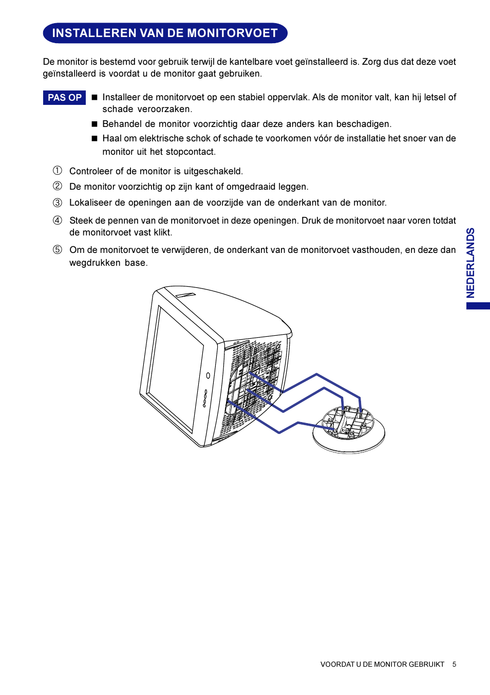 Installeren van de monitorvoet | Iiyama LM704UT User Manual | Page 54 / 93