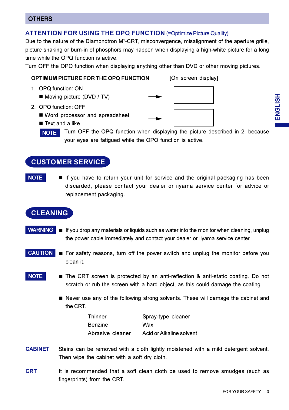 Customer service, Cleaning | Iiyama LM704UT User Manual | Page 7 / 93