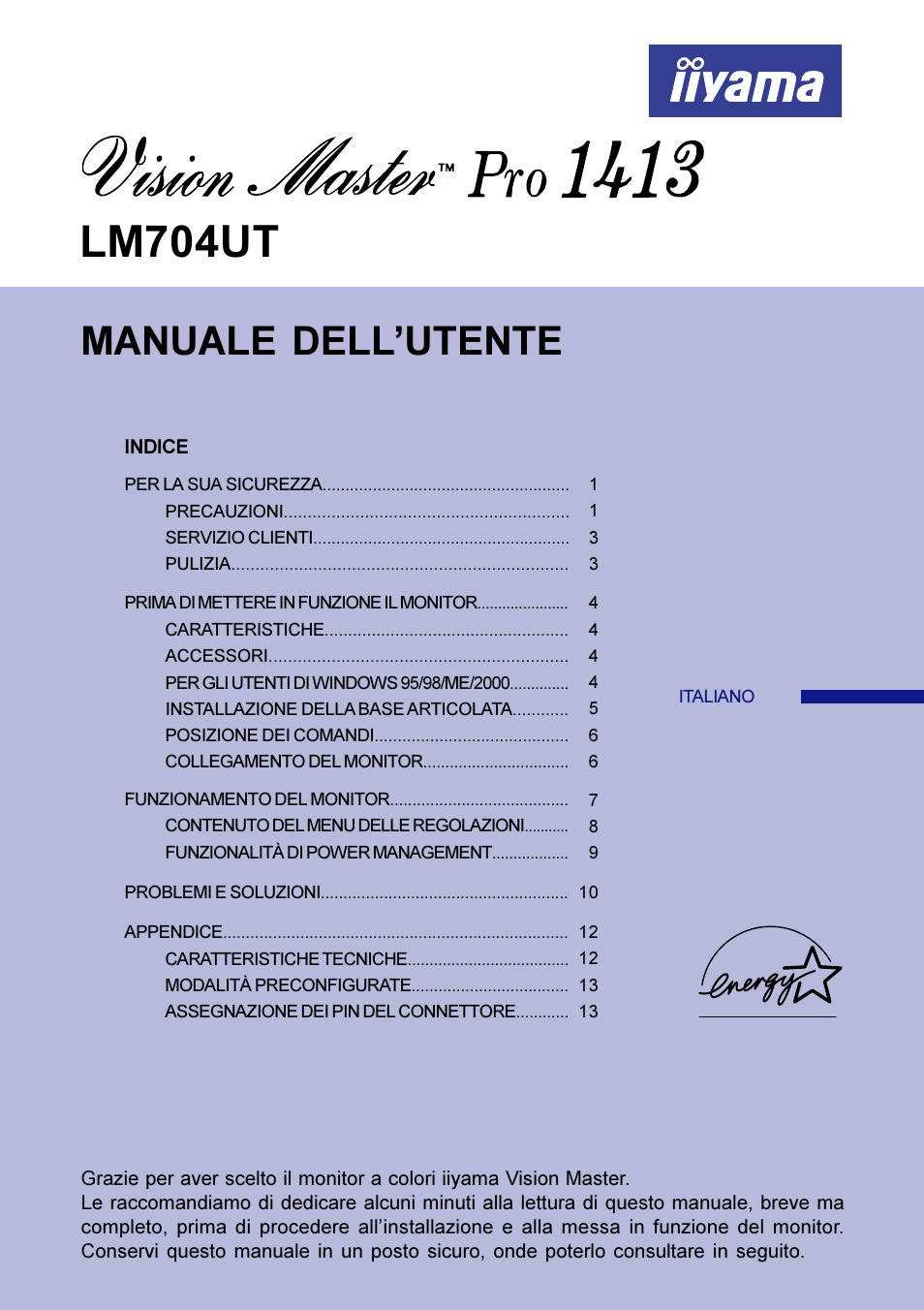 Lm704ut, Manuale dell’utente | Iiyama LM704UT User Manual | Page 78 / 93