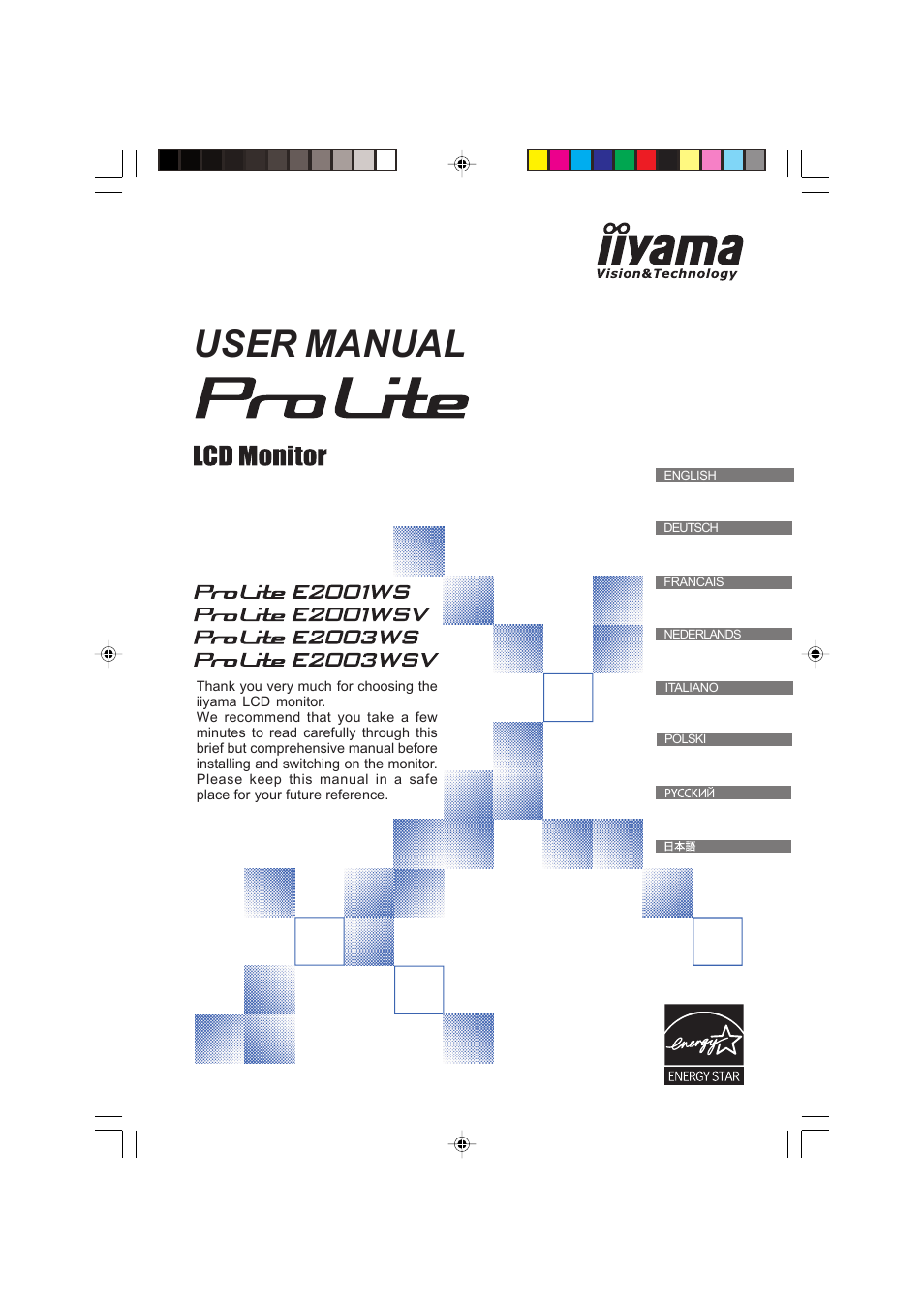 Iiyama PROLITE E2003WSV User Manual | 30 pages