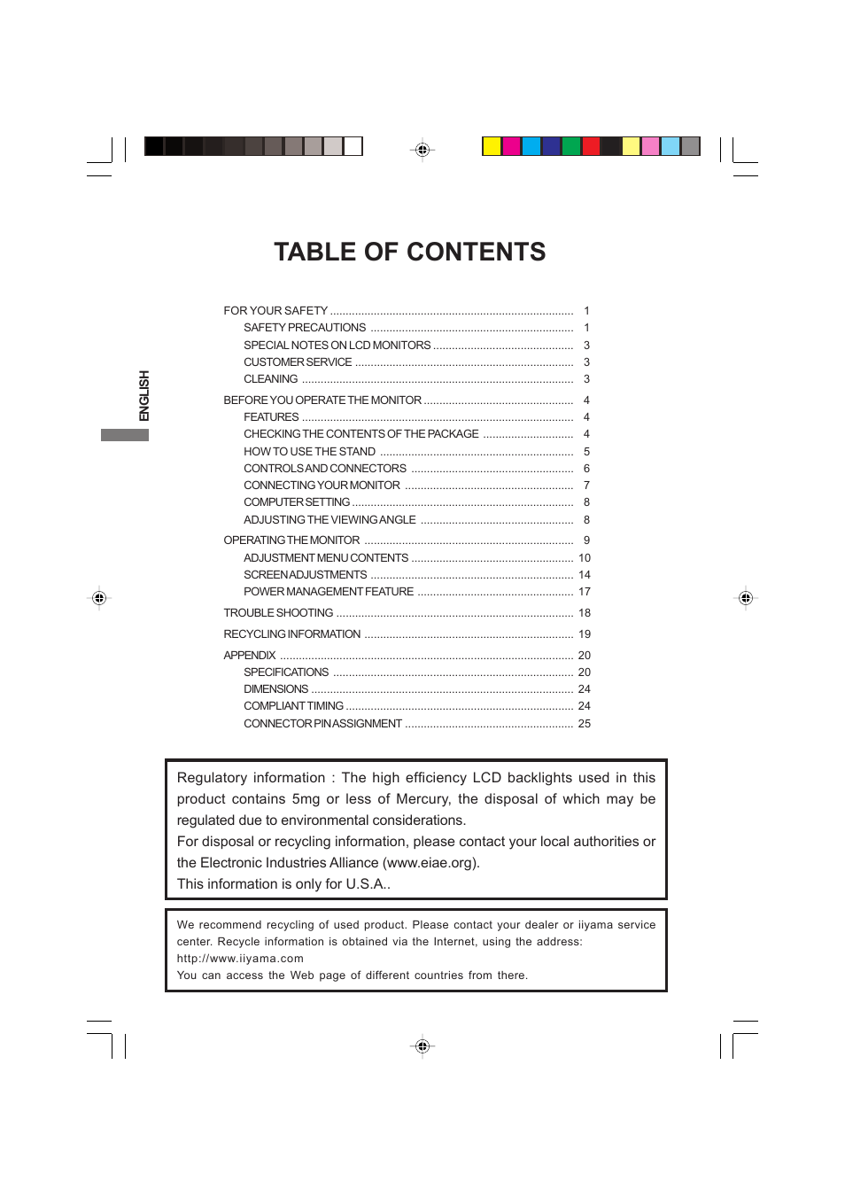 Iiyama PROLITE E2003WSV User Manual | Page 4 / 30