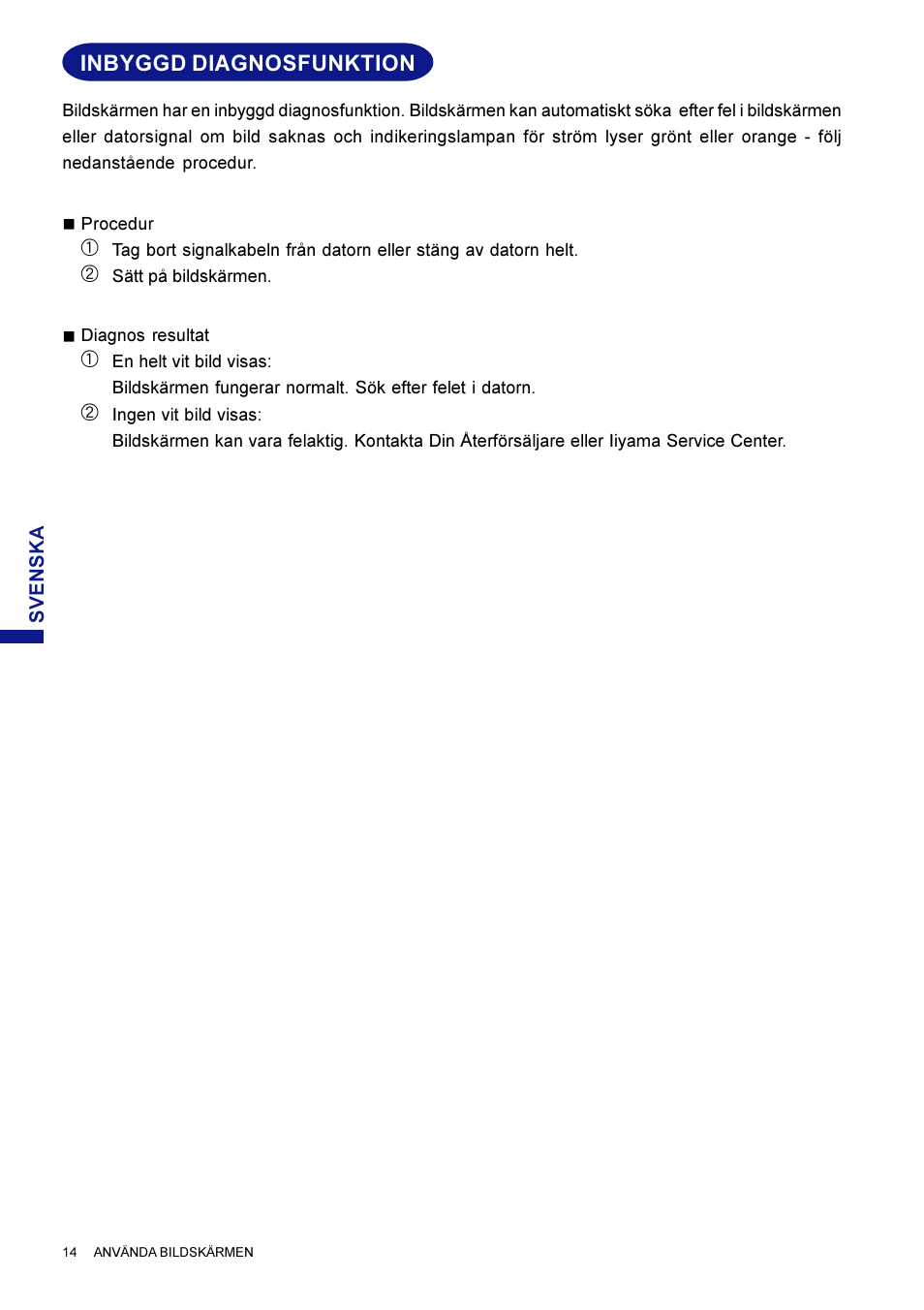 Inbyggd diagnosfunktion | Iiyama HM703UT User Manual | Page 102 / 108