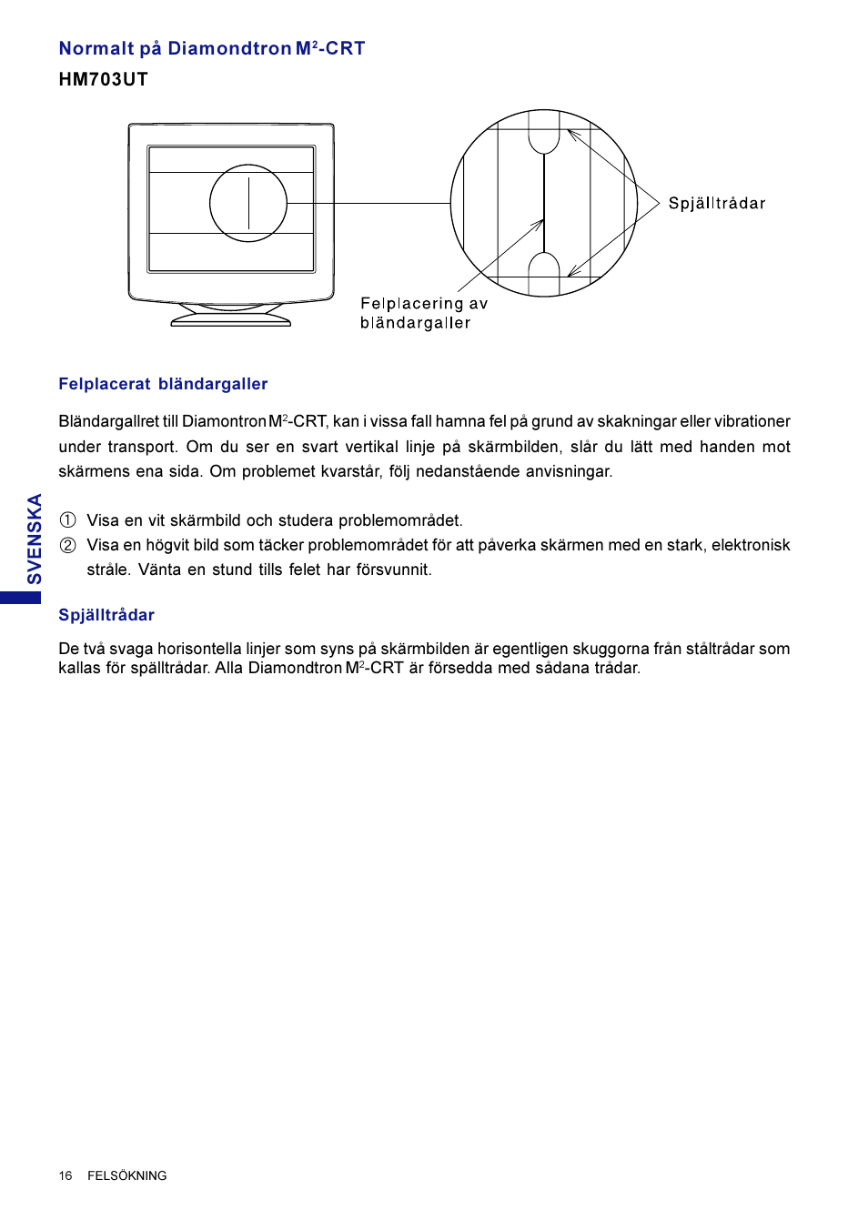 Svenska normalt på diamondtron, Hm703ut | Iiyama HM703UT User Manual | Page 104 / 108