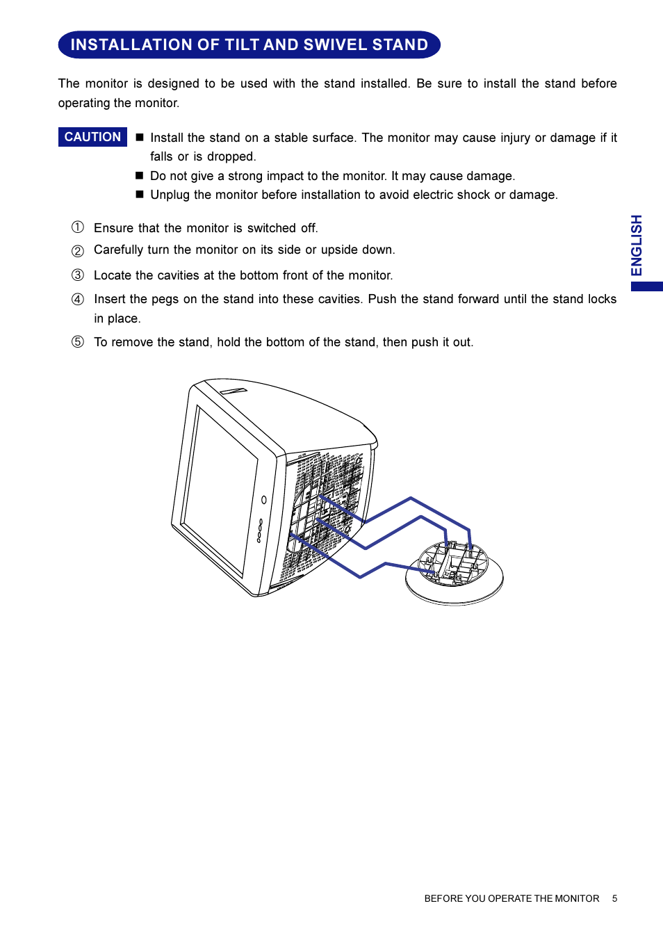 Installation of tilt and swivel stand | Iiyama HM703UT User Manual | Page 9 / 108