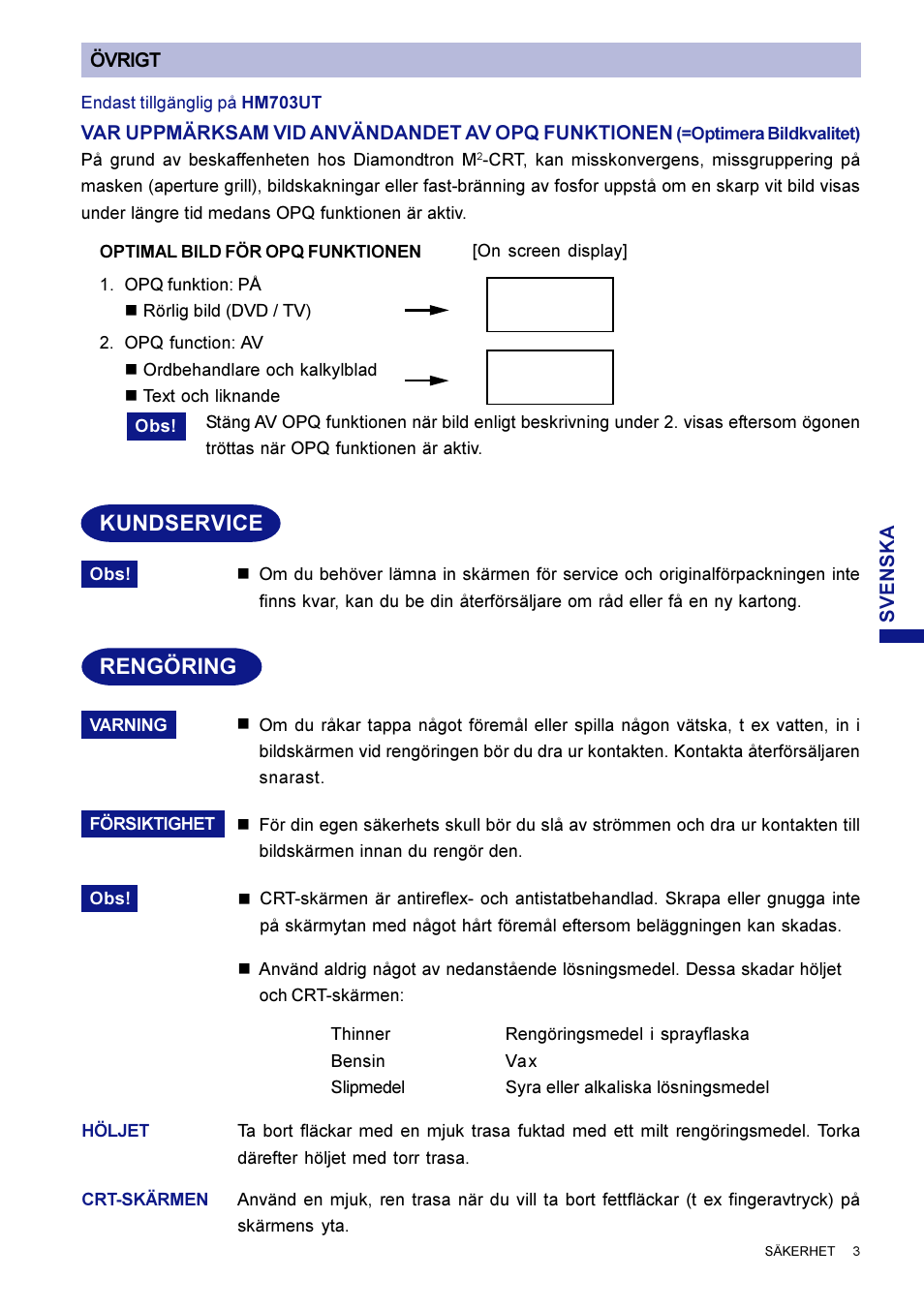 Kundservice, Rengöring | Iiyama HM703UT User Manual | Page 91 / 108