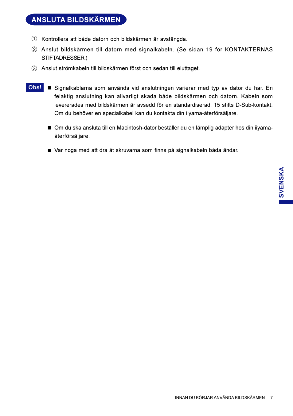 Ansluta bildskärmen | Iiyama HM703UT User Manual | Page 95 / 108