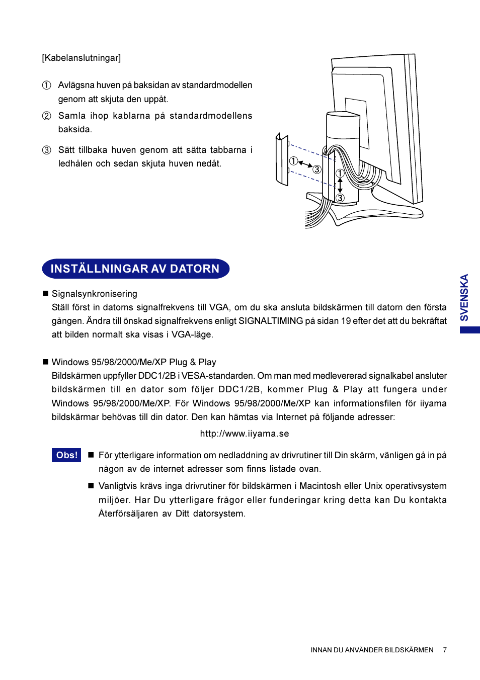 Inställningar av datorn | Iiyama AX3819UT BK User Manual | Page 101 / 136