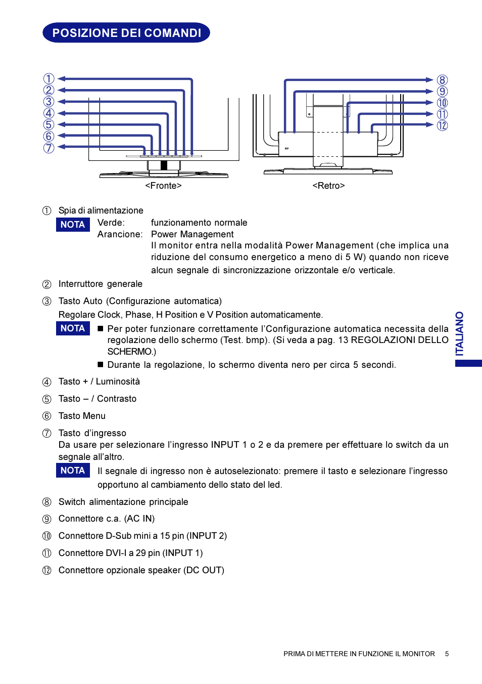 Posizione dei comandi | Iiyama AX3819UT BK User Manual | Page 121 / 136