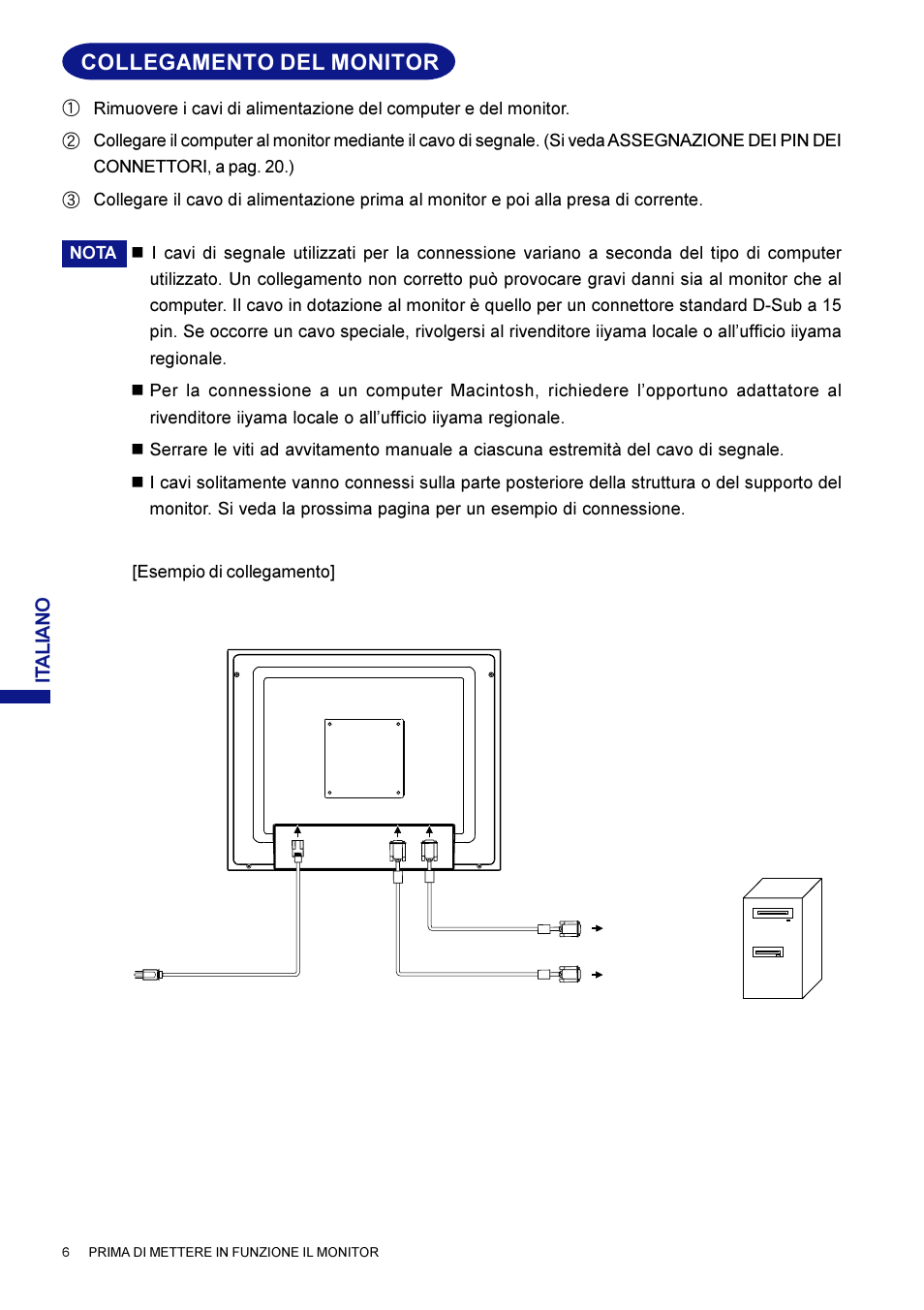 Collegamento del monitor | Iiyama AX3819UT BK User Manual | Page 122 / 136