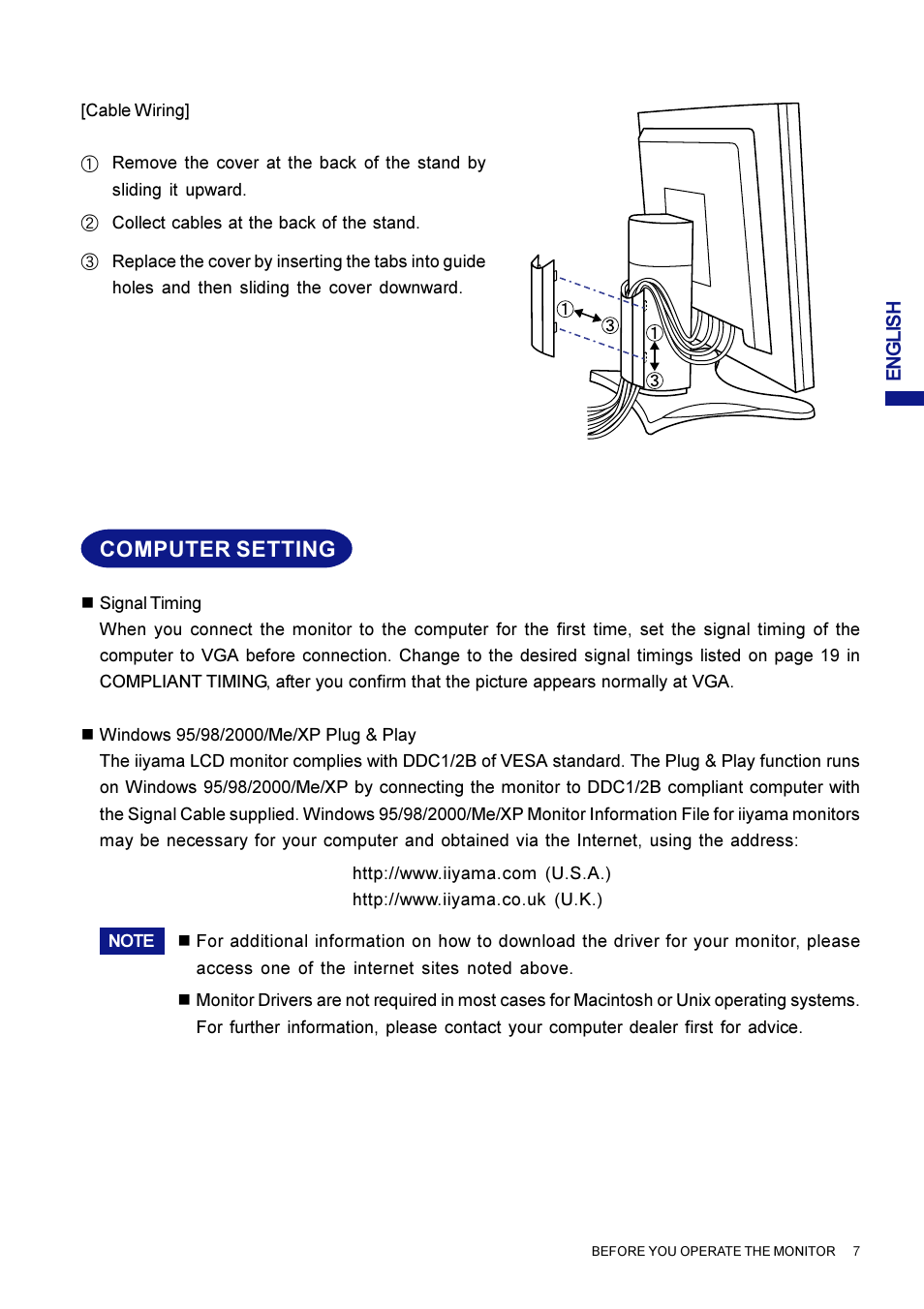 Computer setting | Iiyama AX3819UT BK User Manual | Page 13 / 136