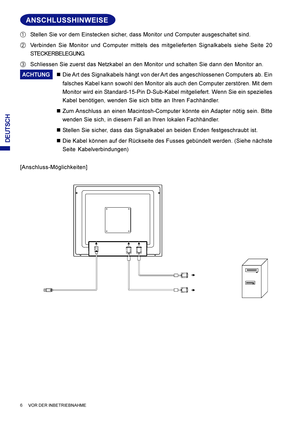 Anschlusshinweise | Iiyama AX3819UT BK User Manual | Page 34 / 136