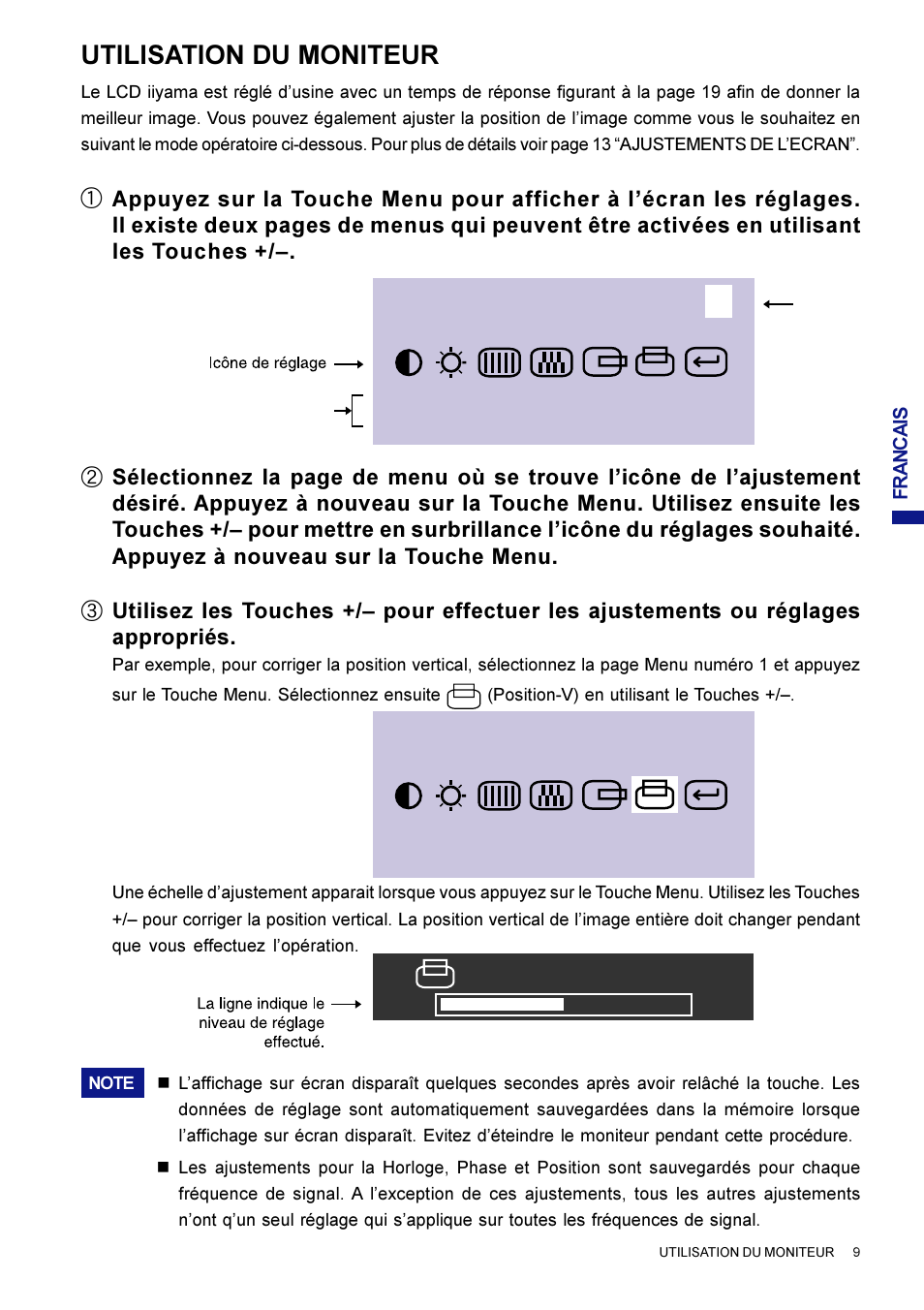 Utilisation du moniteur | Iiyama AX3819UT BK User Manual | Page 59 / 136