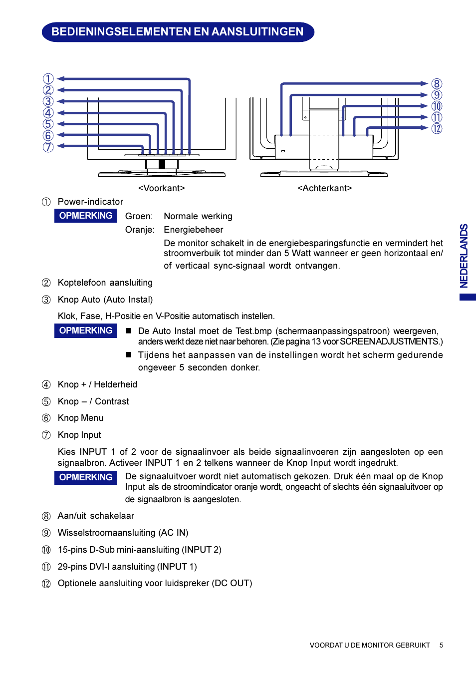 Bedieningselementen en aansluitingen | Iiyama AX3819UT BK User Manual | Page 77 / 136