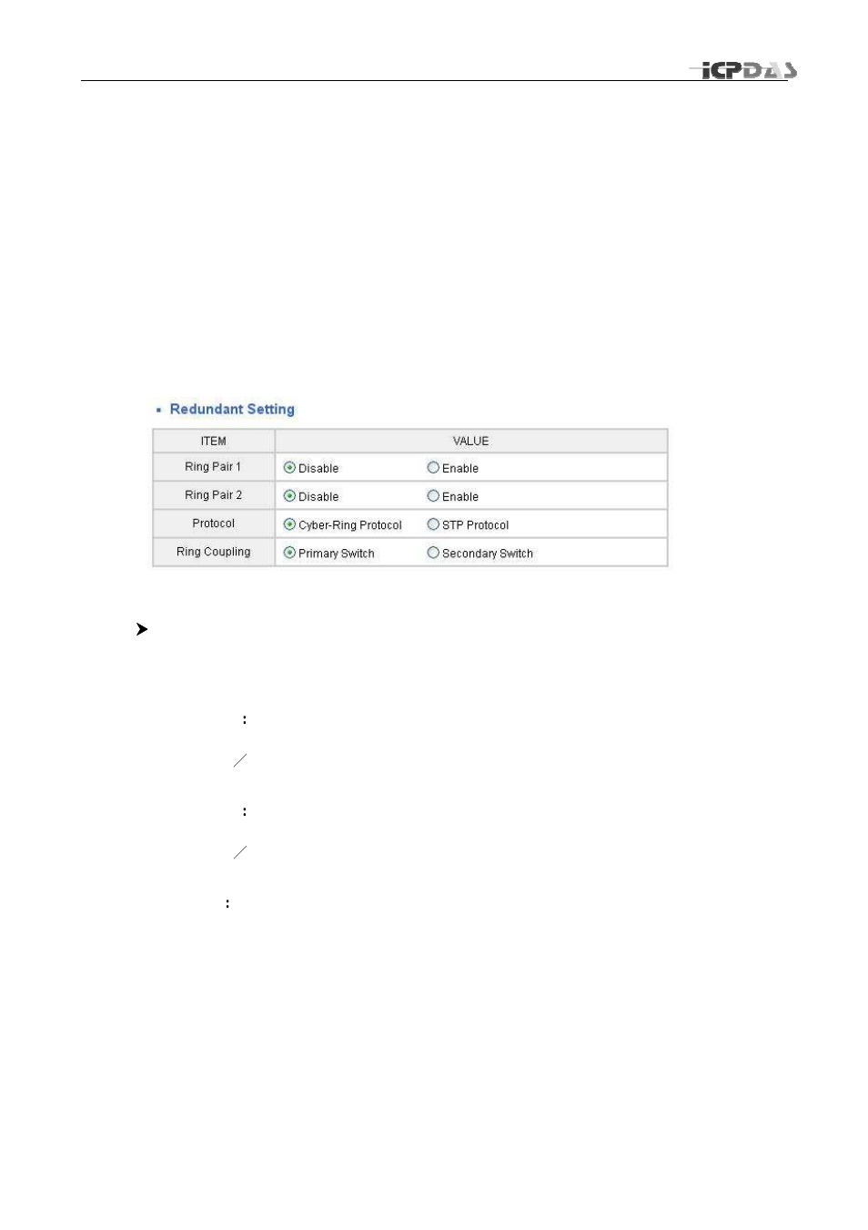 Redundant setting | ICP DAS USA MSM-508FCS User Manual | Page 11 / 27