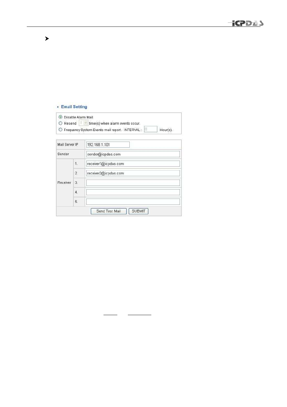 Email setting | ICP DAS USA MSM-508FCS User Manual | Page 19 / 27