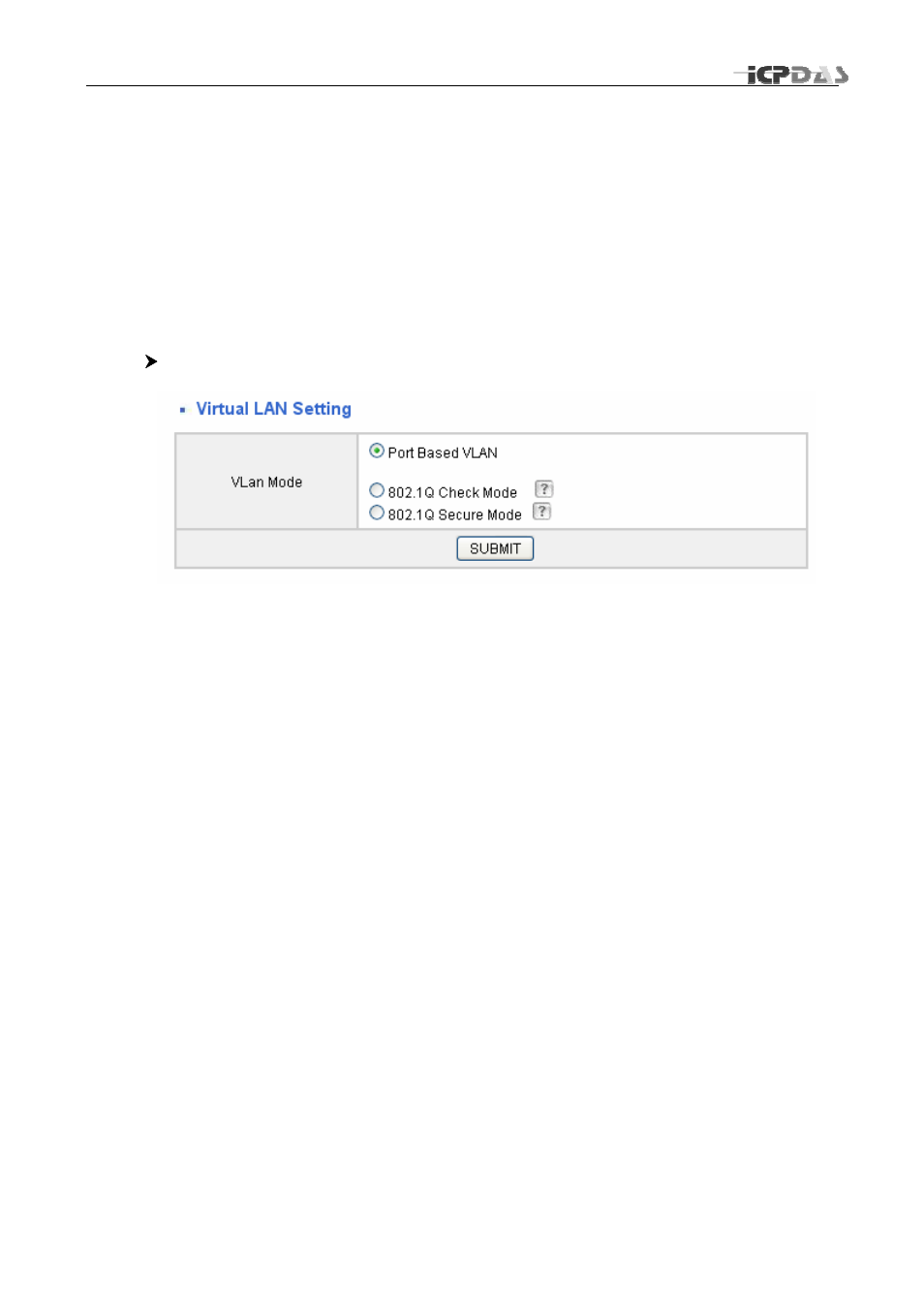 Vlan, Vlan mode | ICP DAS USA MSM-508FCS User Manual | Page 21 / 27