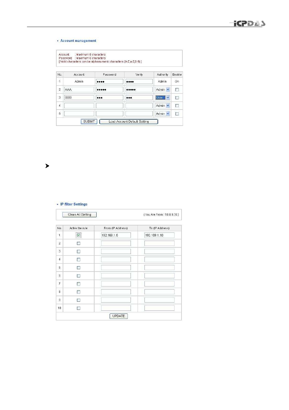 Accessible ip | ICP DAS USA MSM-508FCS User Manual | Page 26 / 27