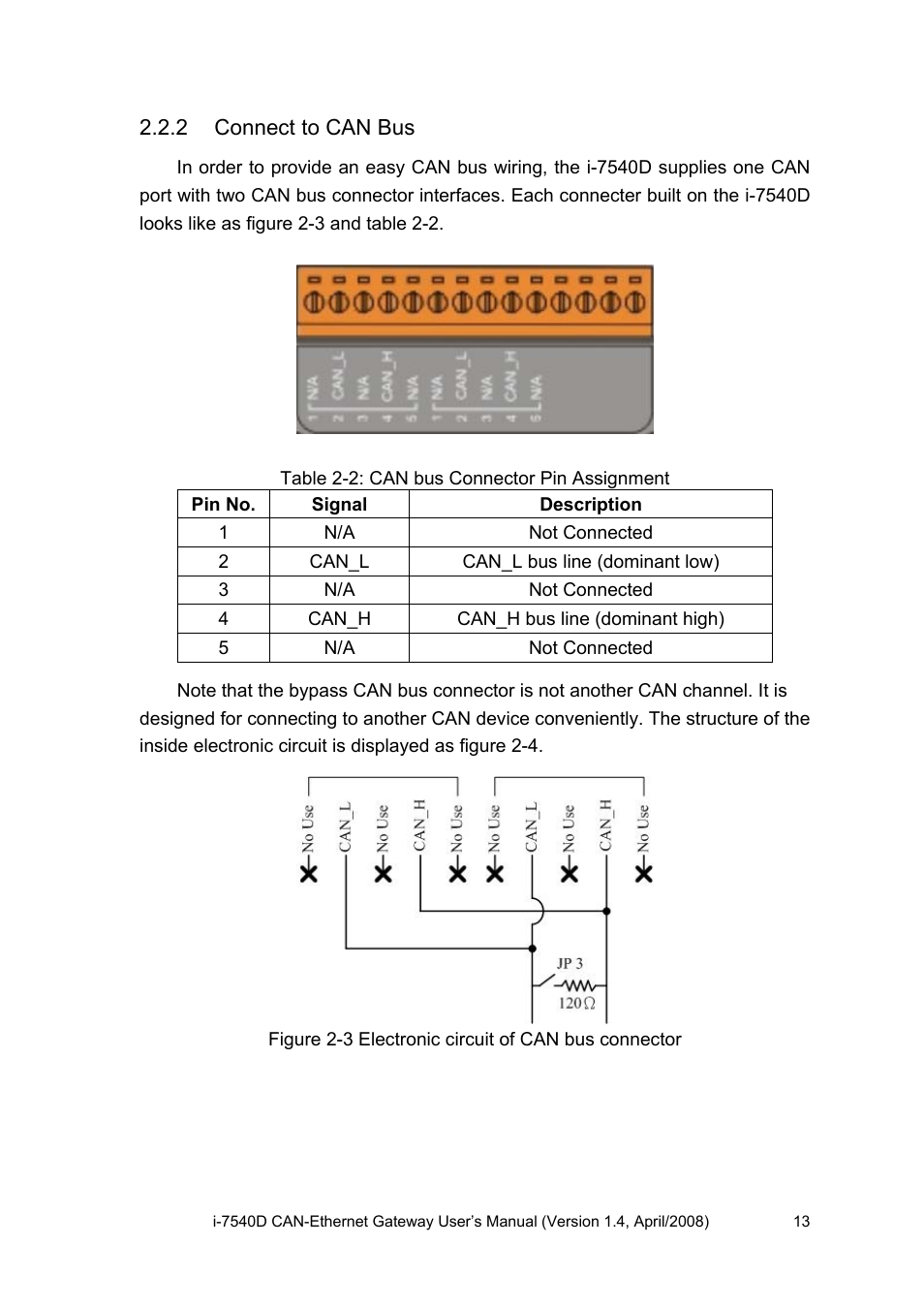 2 connect to can bus, Connect to can bus | ICP DAS USA I-7540D User Manual | Page 13 / 121