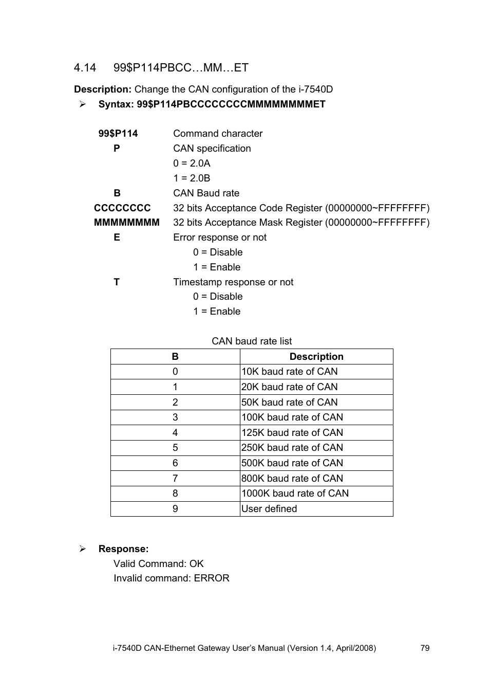 14 99$p114pbcc…mm…et, 99$p114pbcc…mm…et | ICP DAS USA I-7540D User Manual | Page 79 / 121