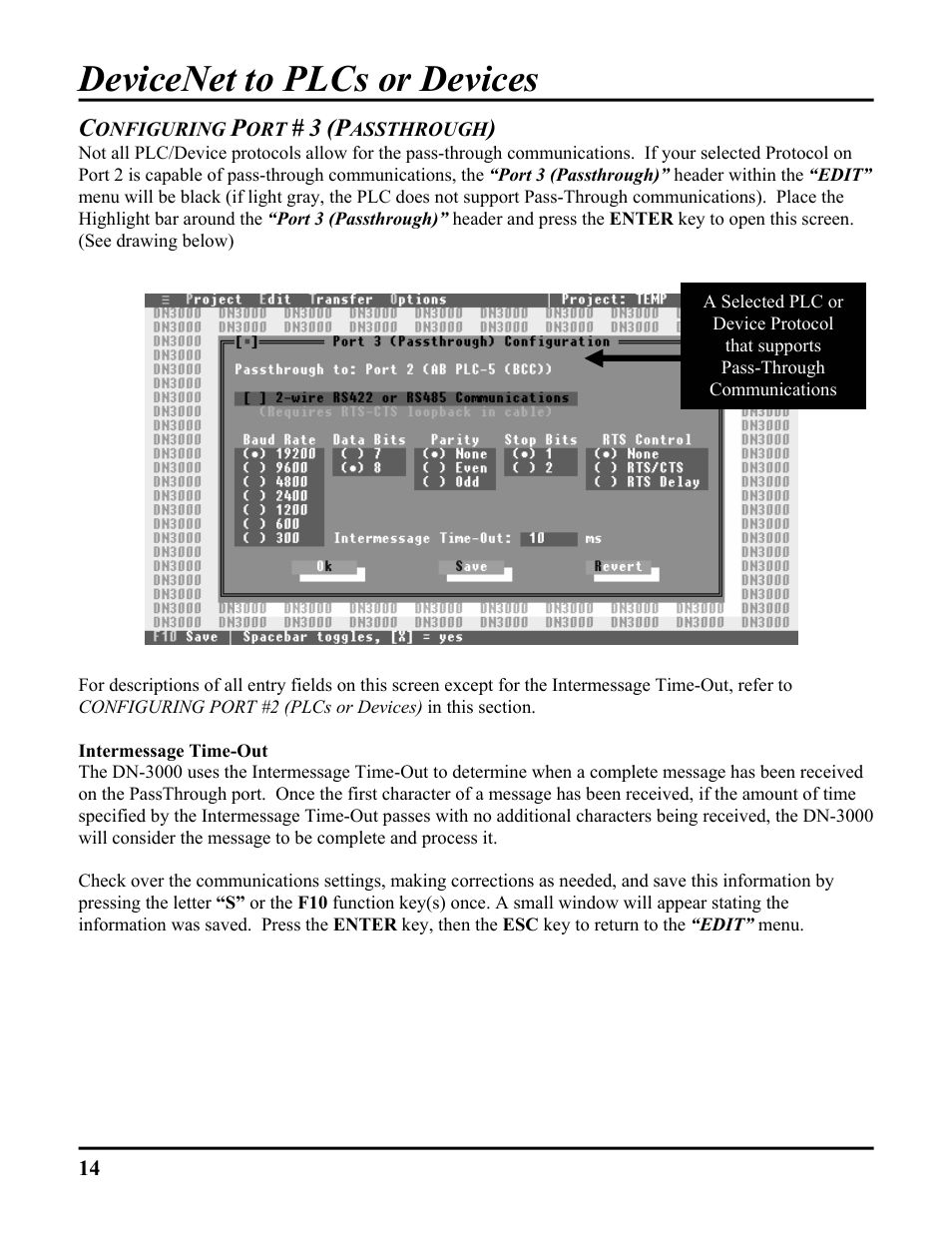 Intermessage time-out, Devicenet to plcs or devices | ICP DAS USA DB25 User Manual | Page 20 / 82