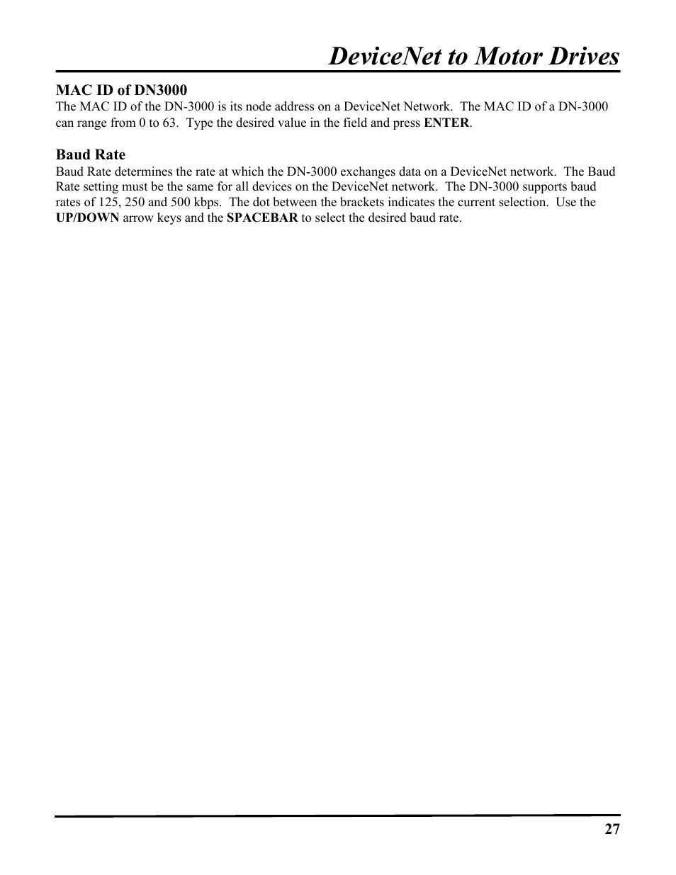 Baud rate, Devicenet to motor drives | ICP DAS USA DB25 User Manual | Page 33 / 82