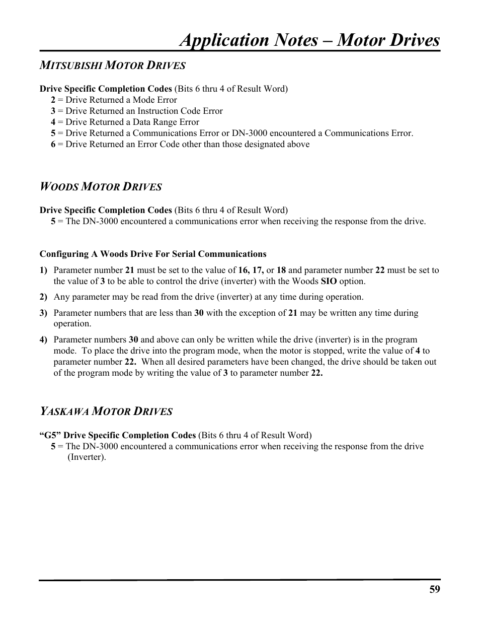 Mitsubishi motor drives, Woods motor drives, Yaskawa motor drives | ICP DAS USA DB25 User Manual | Page 65 / 82