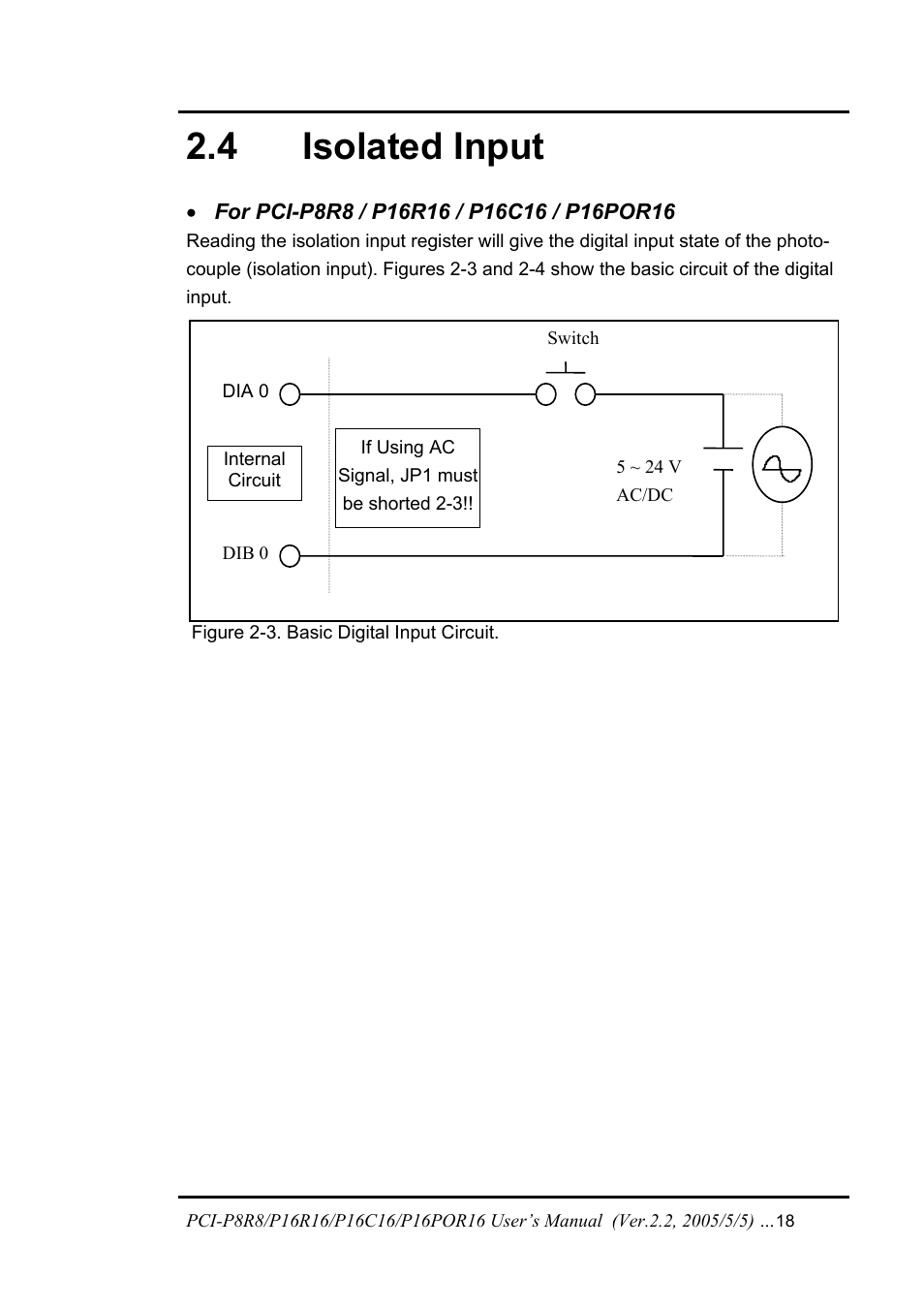 Isolated input, Solated, Nput | 4 isolated input | ICP DAS USA PCI-P16C16 User Manual | Page 18 / 48