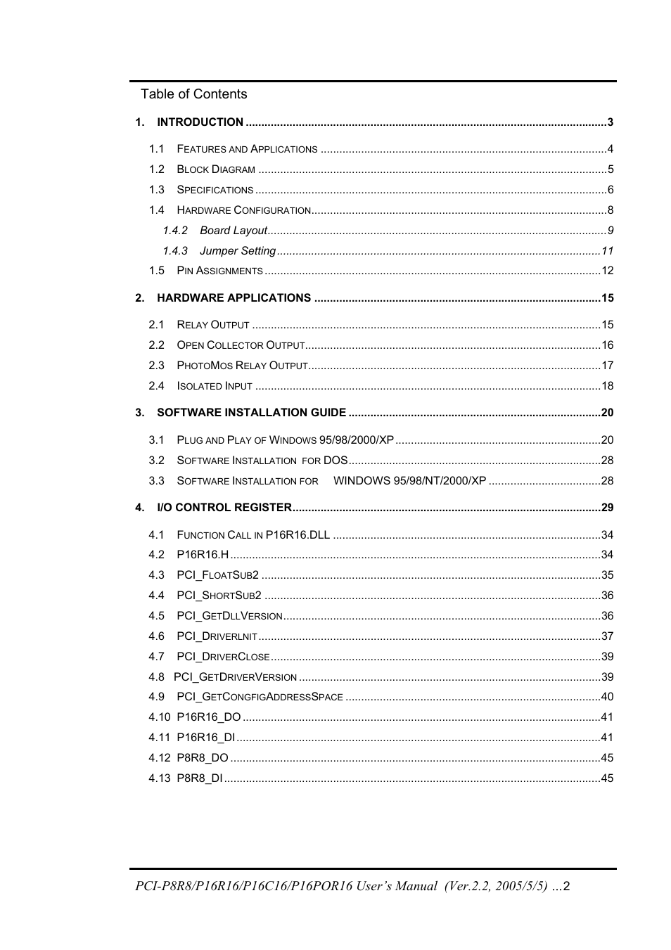 ICP DAS USA PCI-P16C16 User Manual | Page 2 / 48